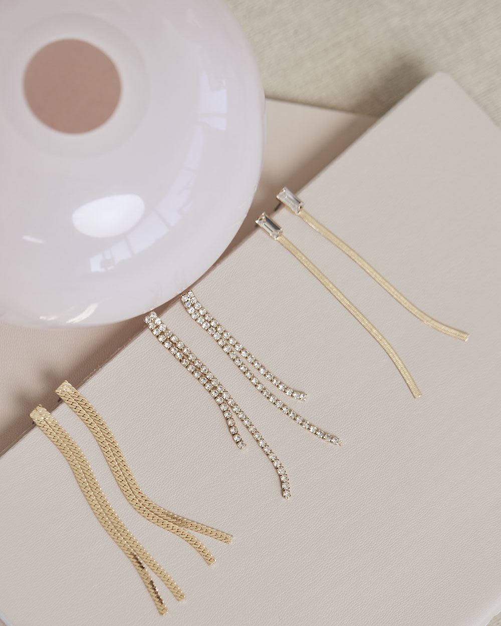 Earrings with String Pendants, 3 Pairs