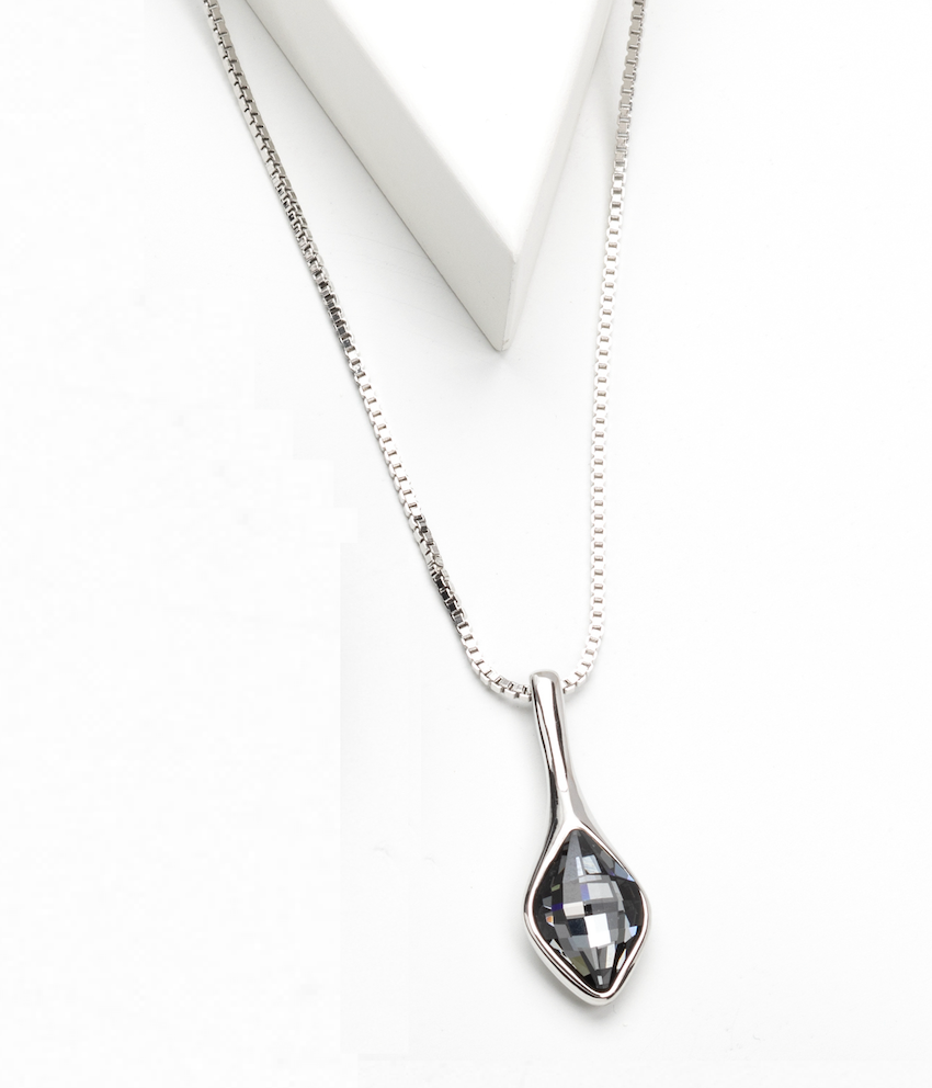 Rhodium Plated Crystal Marquis Pendant Necklace in erinite - callura