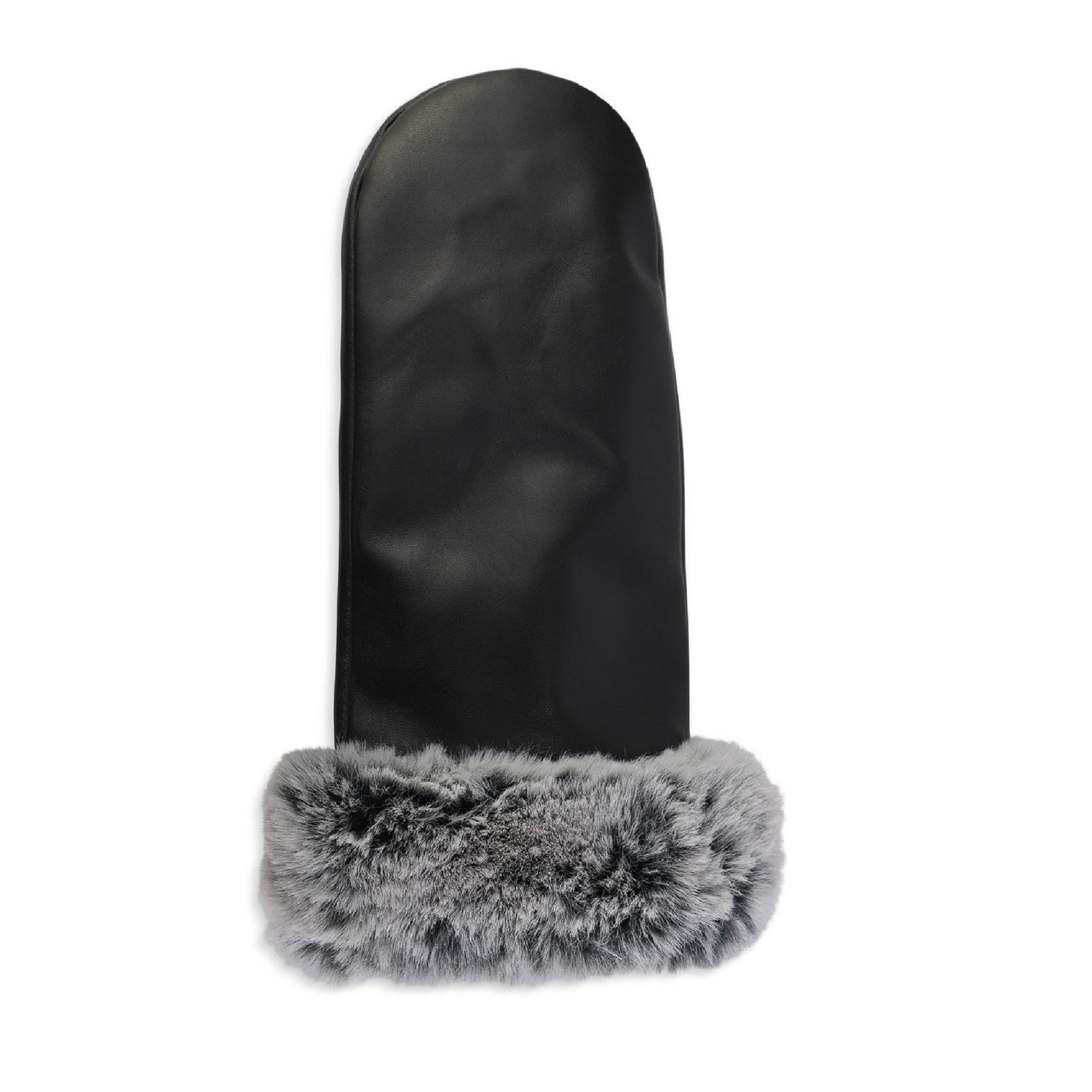 CR Ladies - Leather Mitten With Faux Fur Cuff