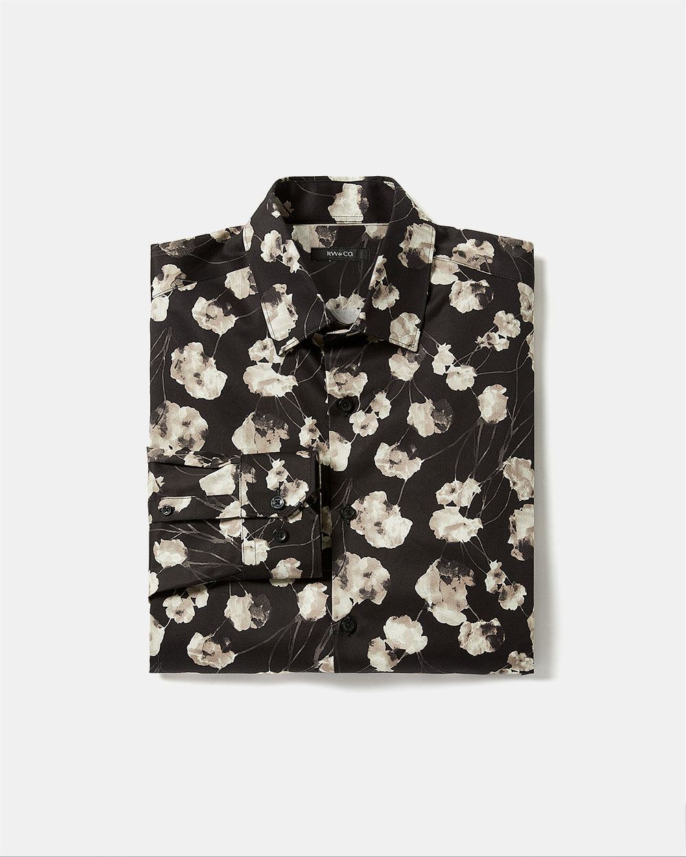 Tailored-Fit Dress Shirt with Bold Floral Pattern