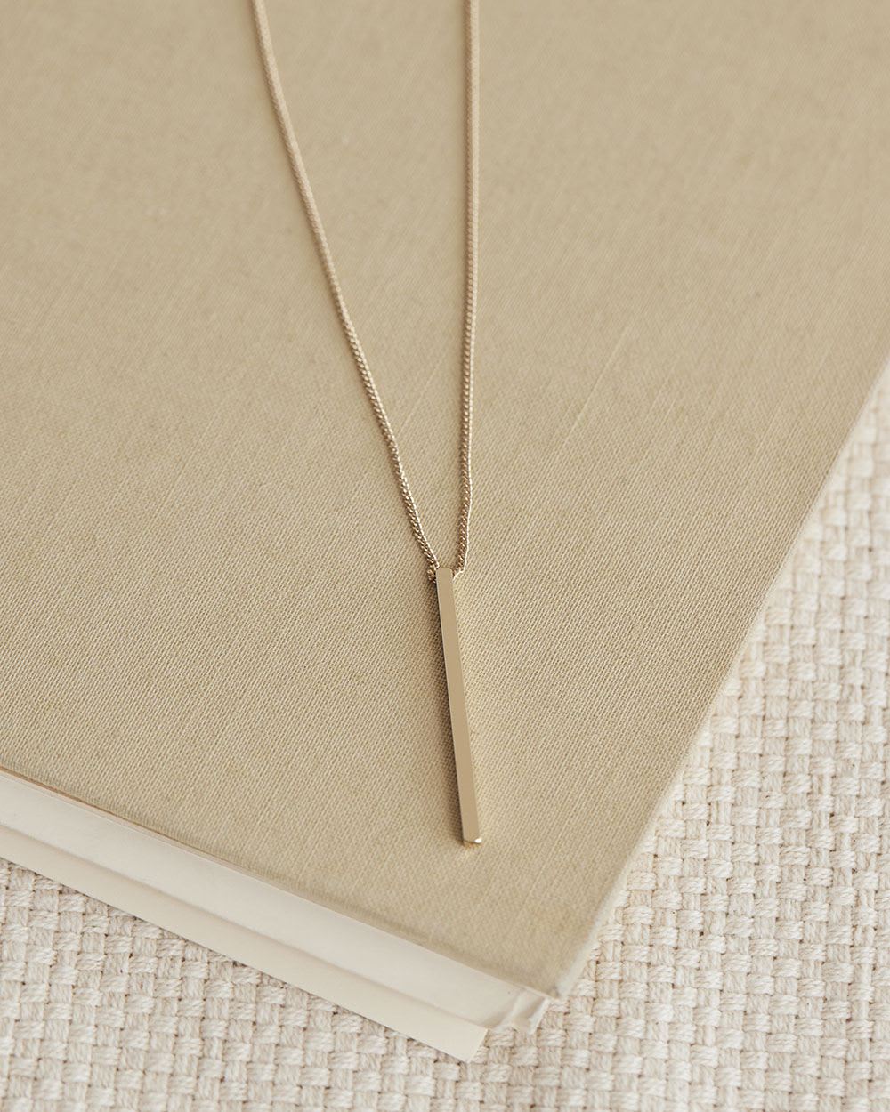 Long Double-Chain Necklace with Stick Pendants