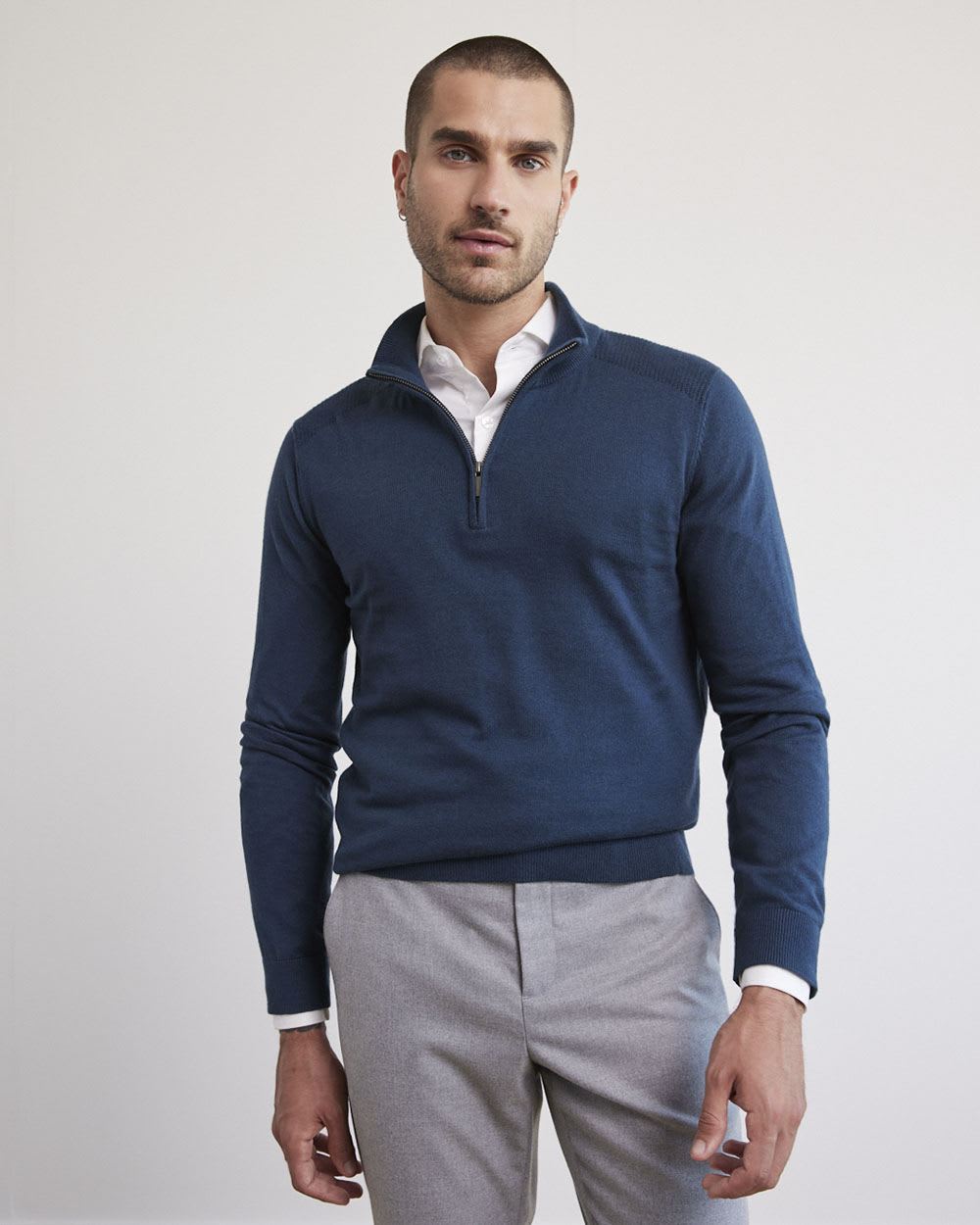 Mock-Neck Sweater with Half-Zip