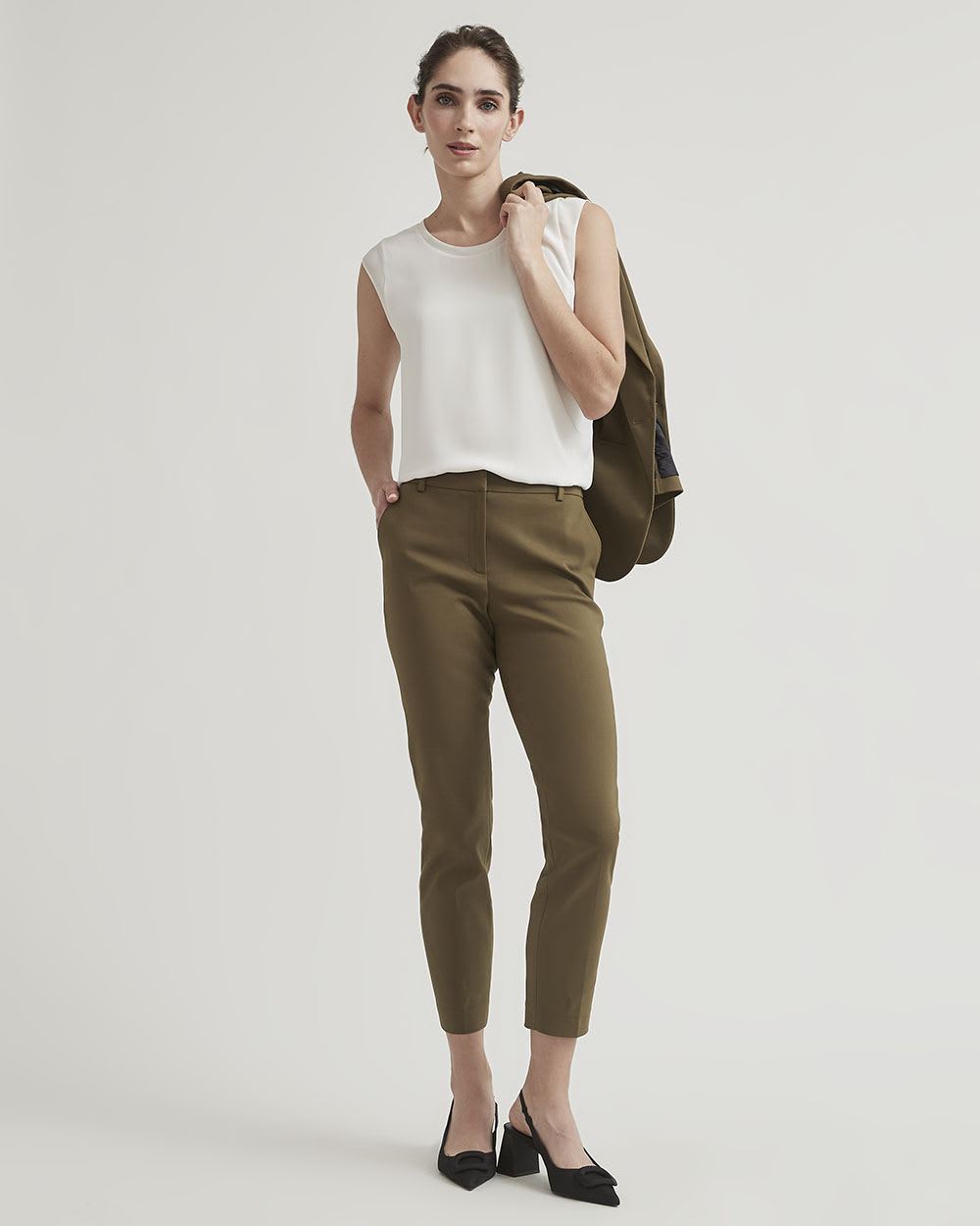 Mid-Rise Slim-Leg Solid Signature Pant - 28"