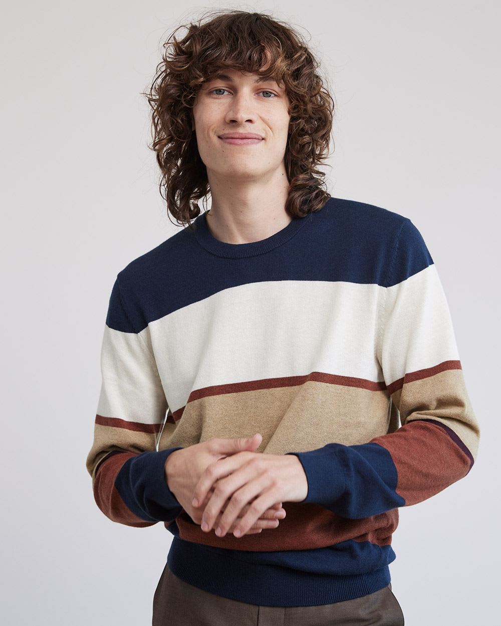 Crew-Neck Sweater with Colour Blocks