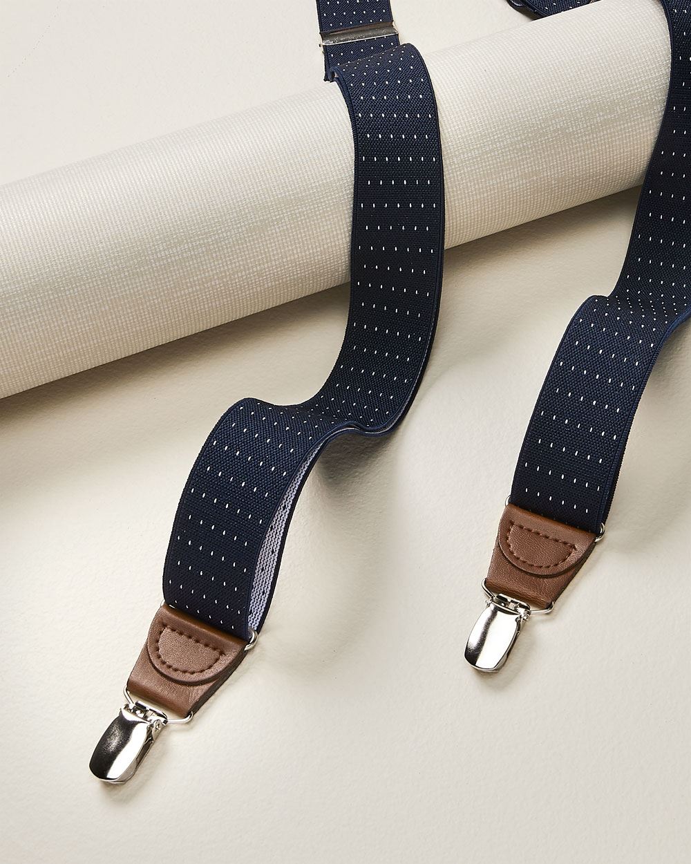 Dotted navy Elastic Suspenders