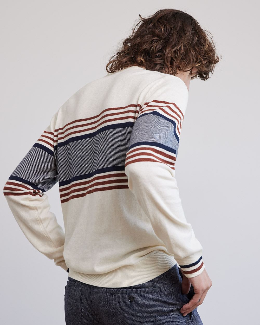 Crew-Neck Sweater with Colour Blocks