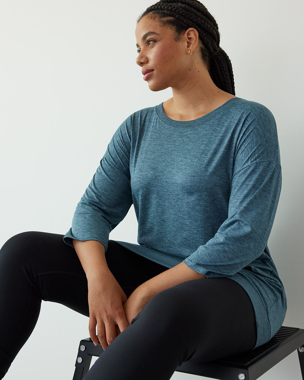 Long-Sleeve Crew-Neck Tunic, Dry Lux Hyba