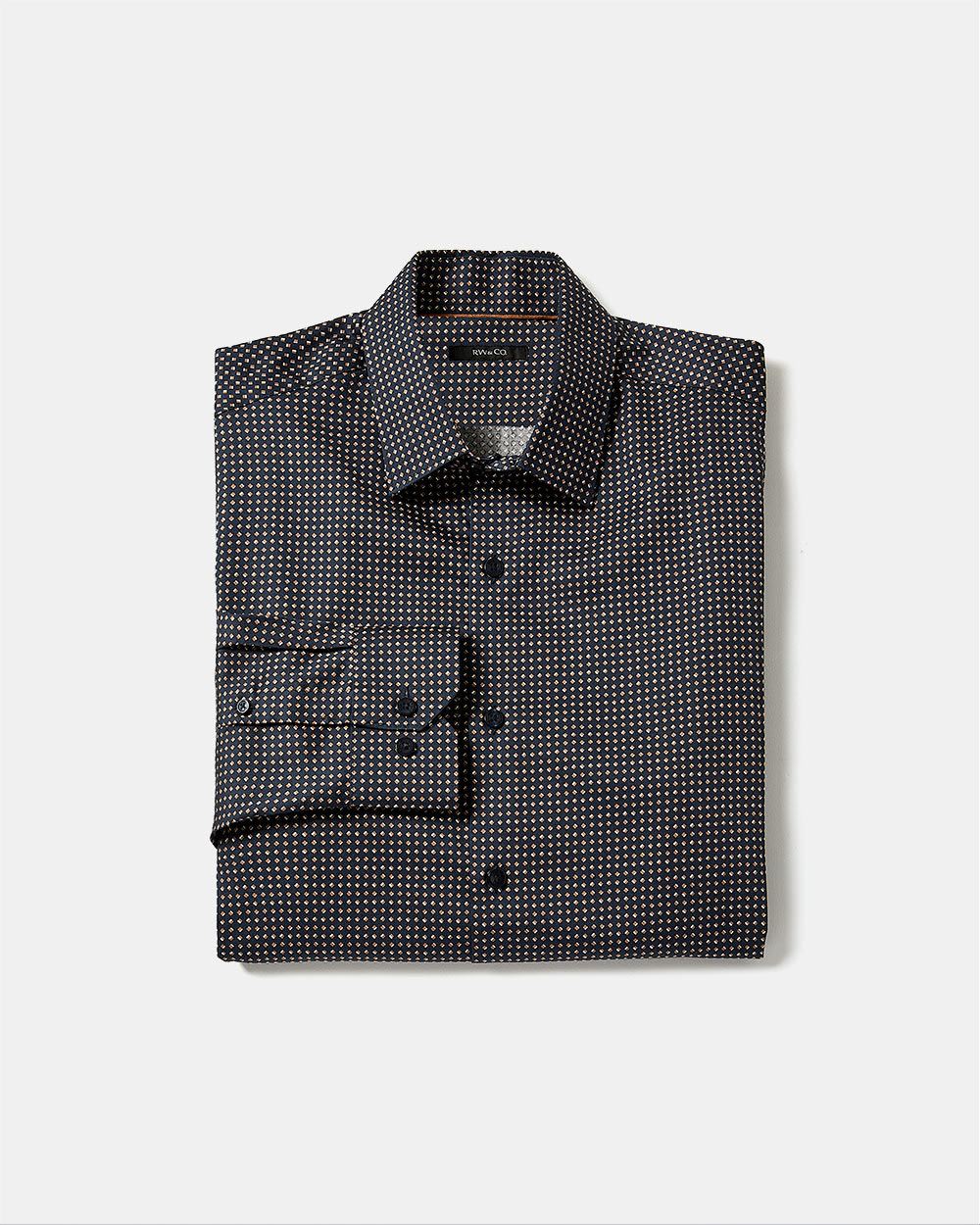 Slim-Fit Dress Shirt with Micro Geo Print