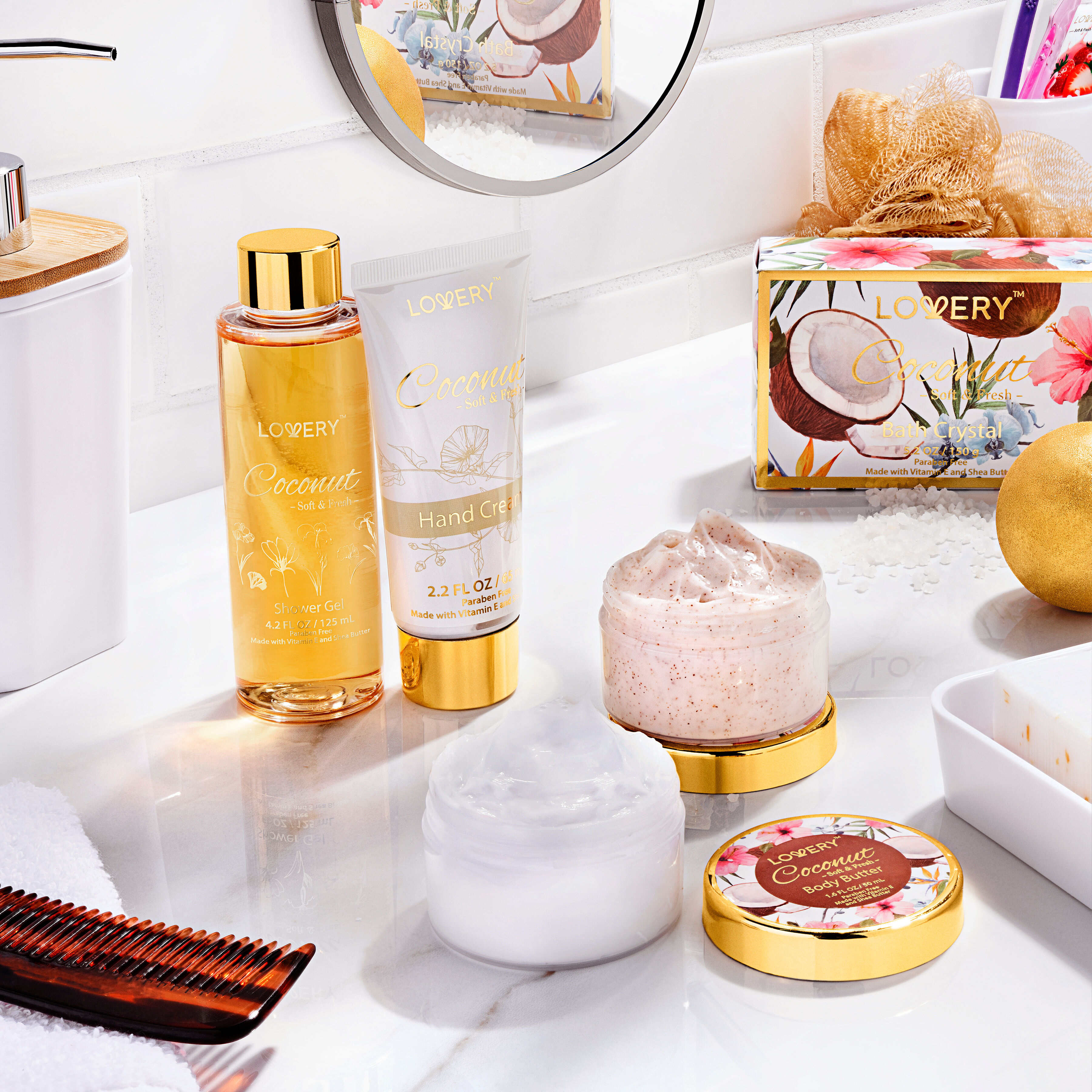 Lovery Coconut Bath And Body Kit In A Spa Bag, 8 Piece