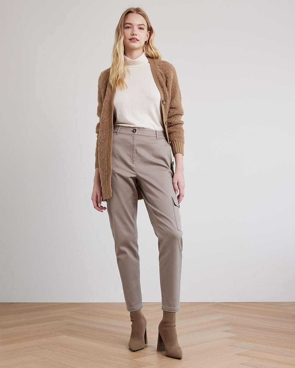 Cotton Twill High-Rise Tapered Cargo Pant