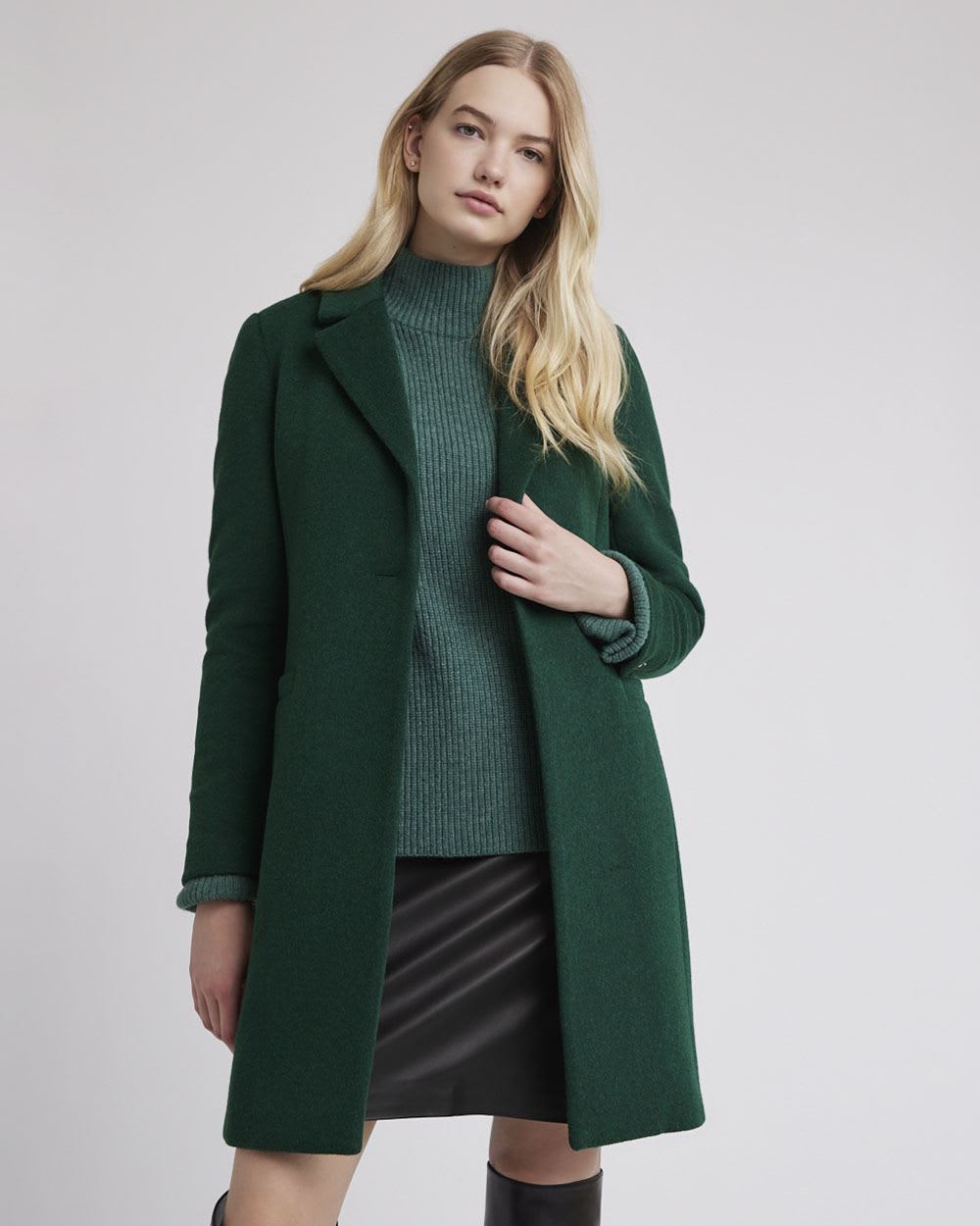 Classic One-Button Wool Coat