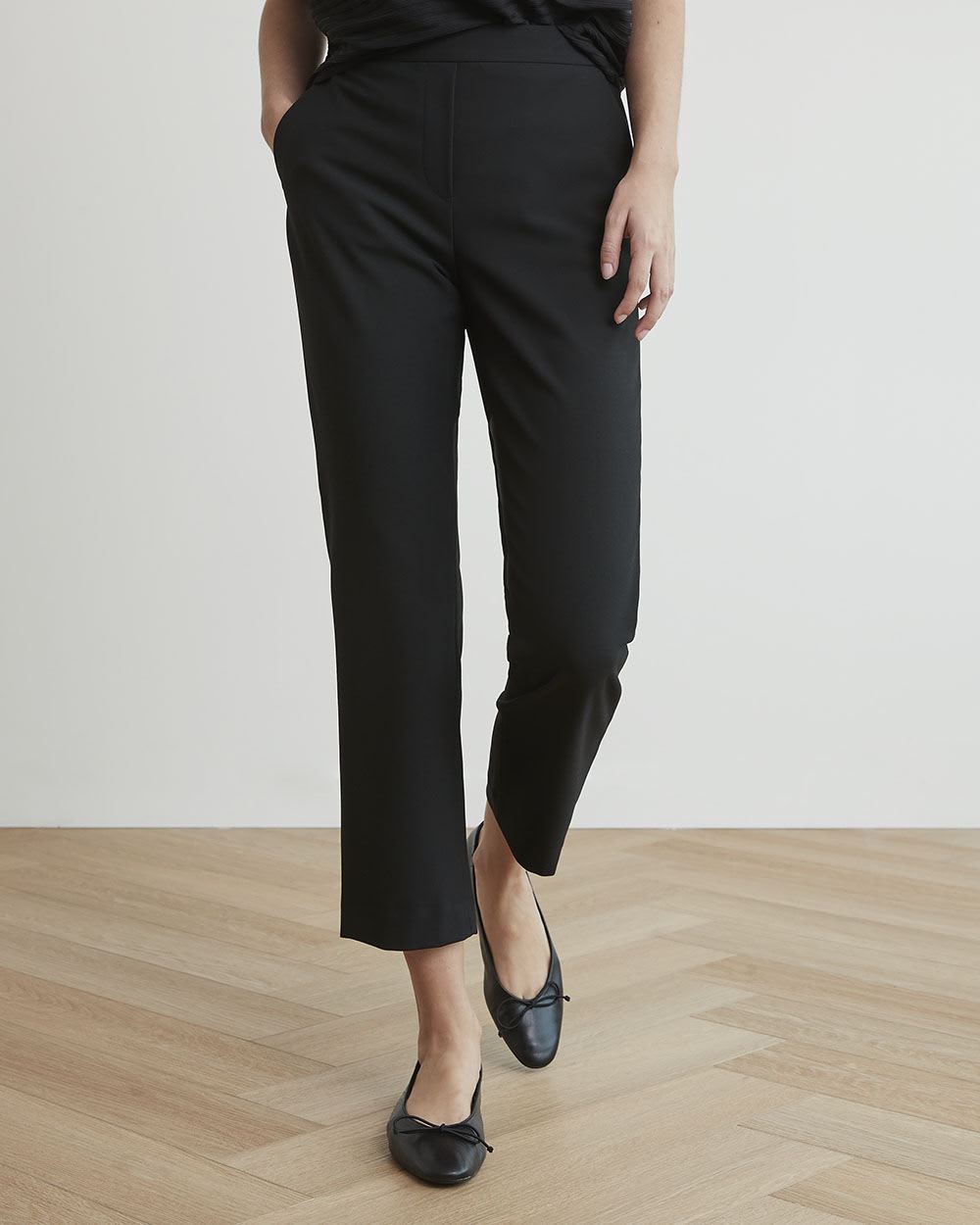 Mid-Rise Straight-Ankle-Leg Twill Pant
