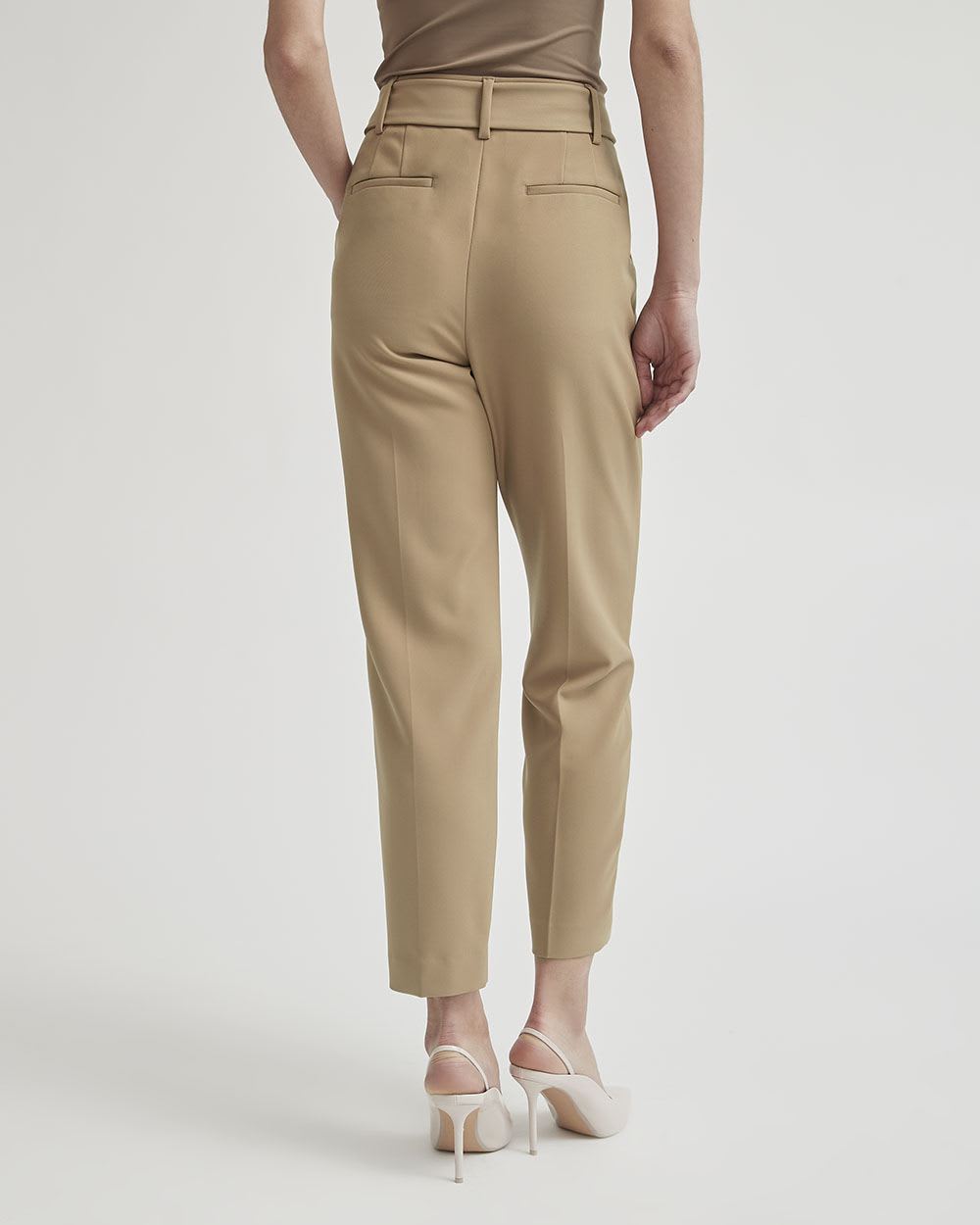 High-Rise Tapered Ankle Leg Pant With Belt
