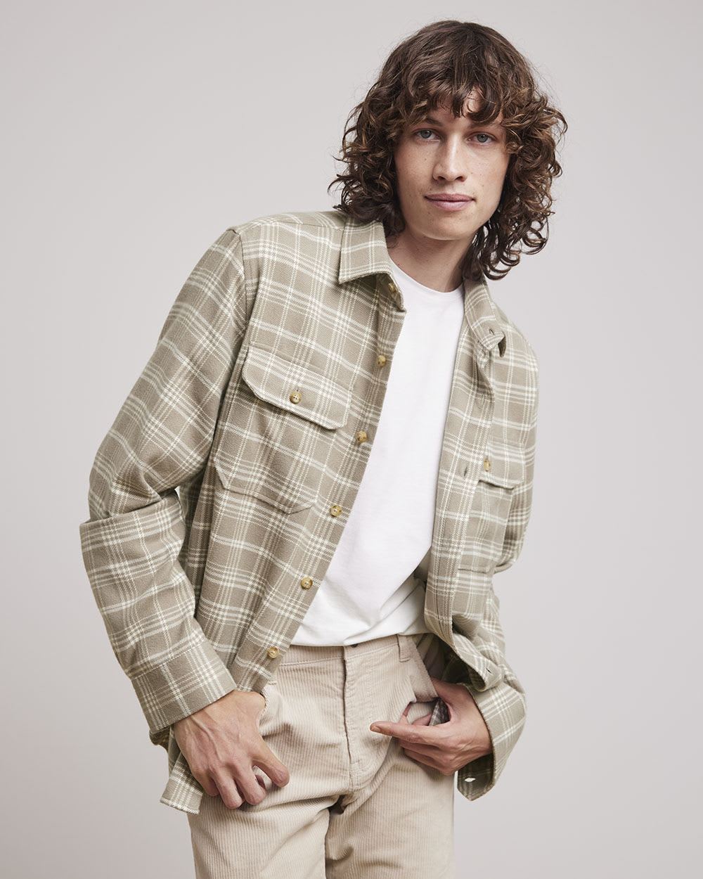 Plaid Brushed Corduroy Overshirt