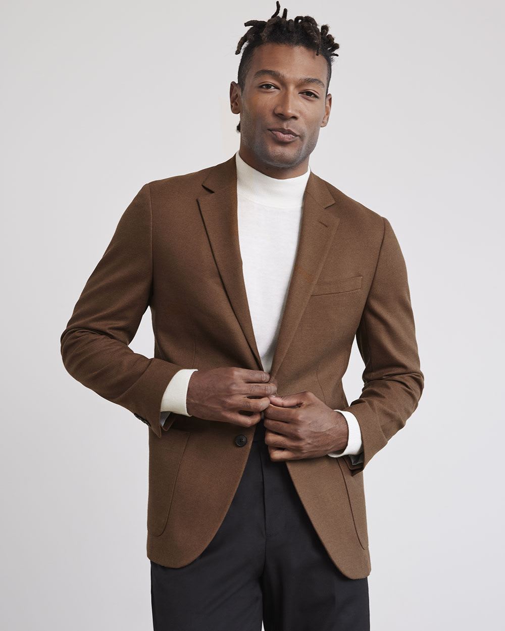Slim-Fit Brushed Twill Cacao Blazer