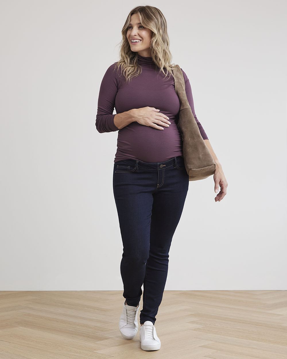 Long Sleeve Mock-Neck T-Shirt - Thyme Maternity