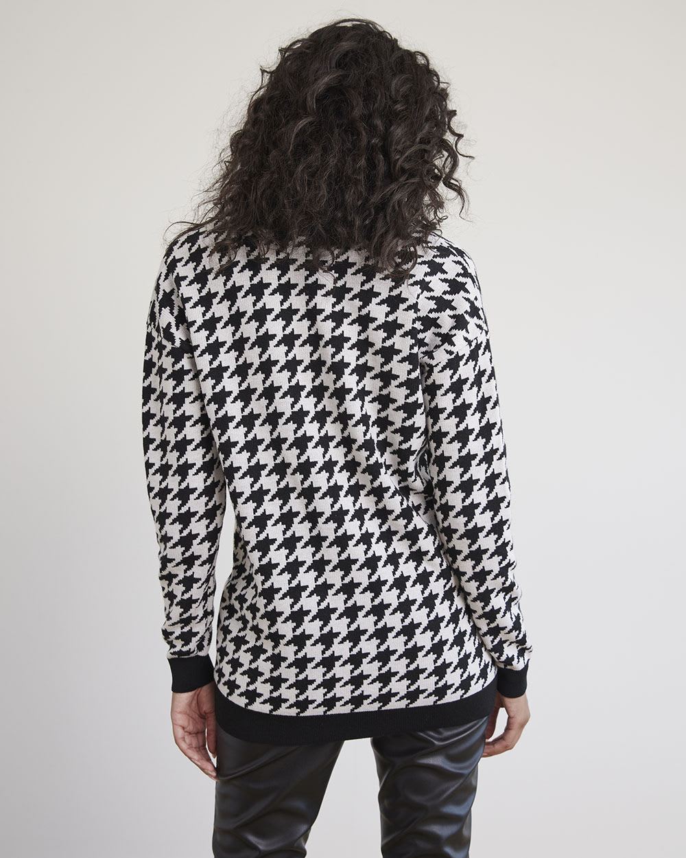 Long-Sleeve V-Neck Jacquard Cardigan