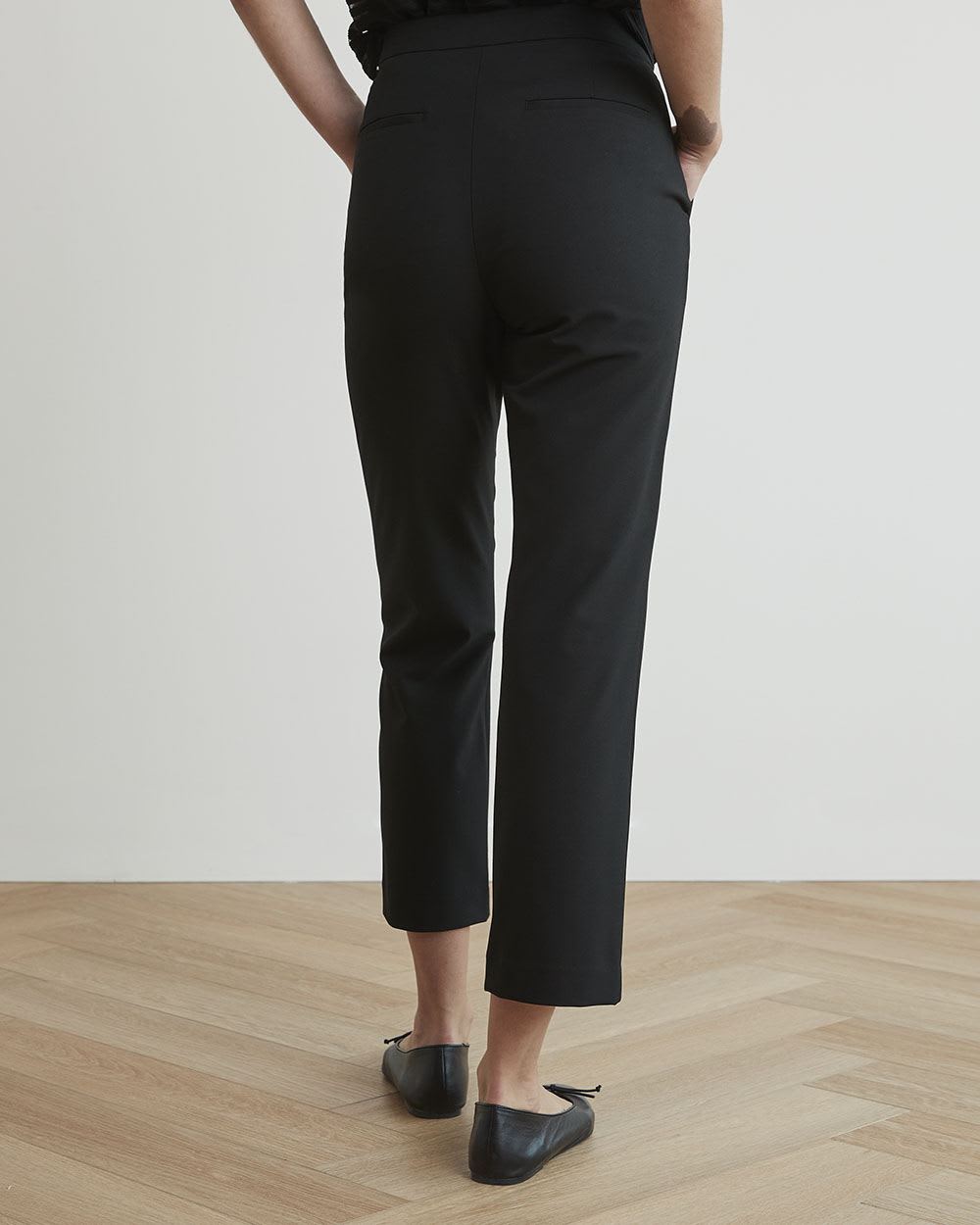 Mid-Rise Straight-Ankle-Leg Twill Pant