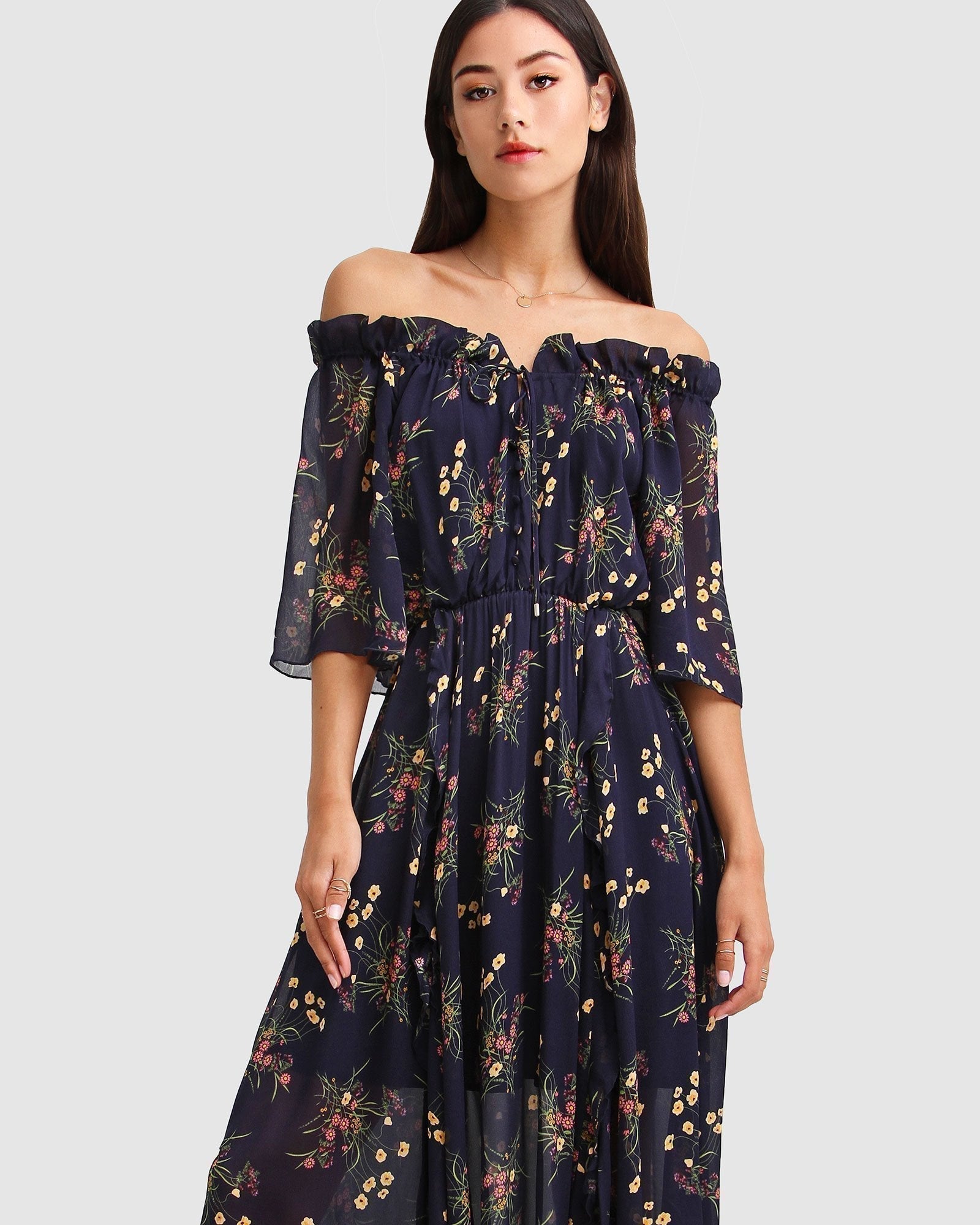 Belle & Bloom Amour Amour Ruffled Midi Dress