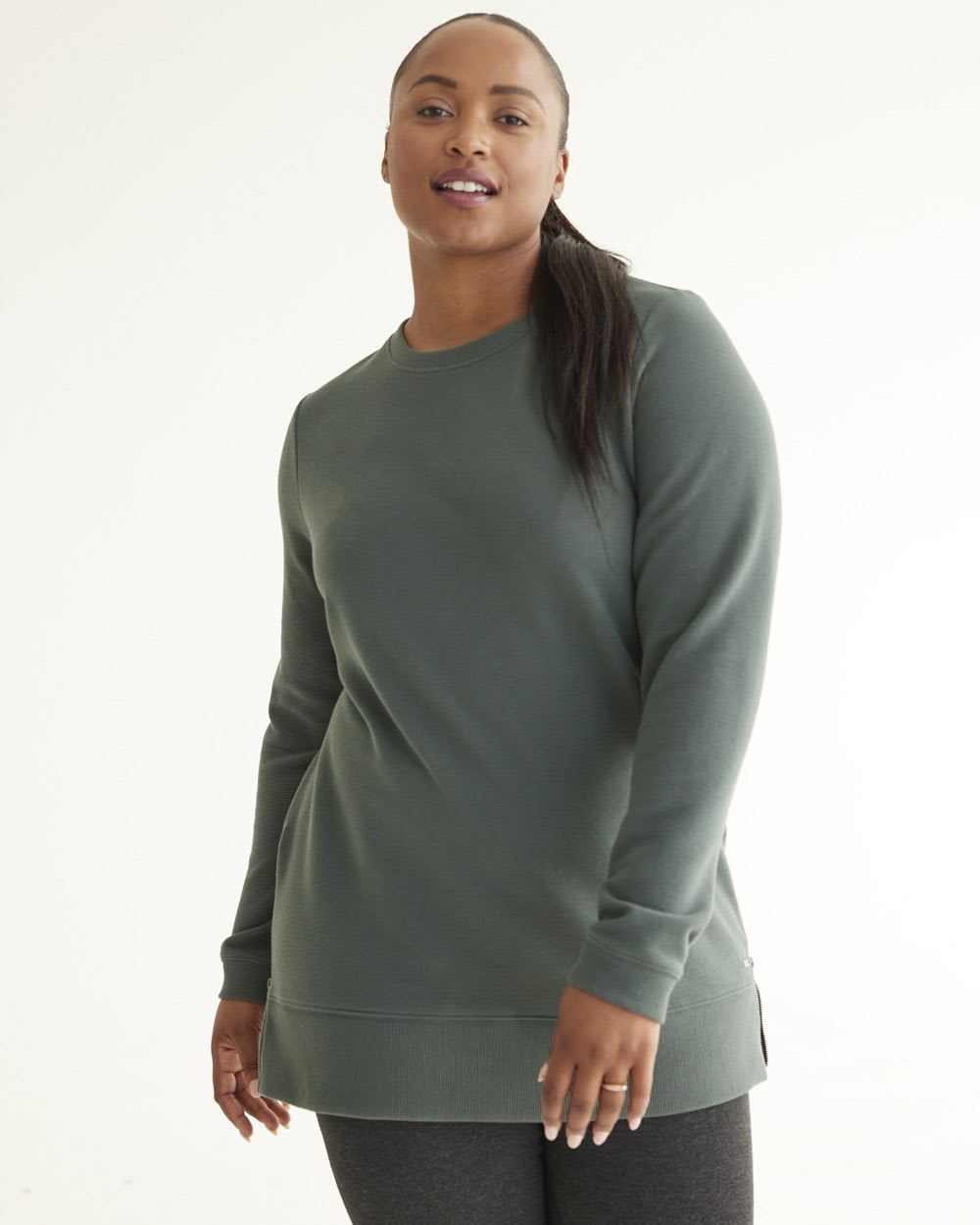Long-Sleeve Ottoman-Knit Tunic, Hyba