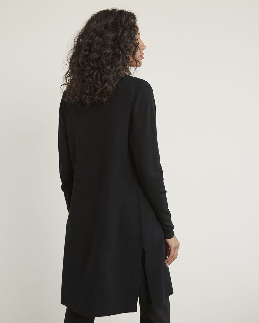 Long Open Cardigan with Side Slits