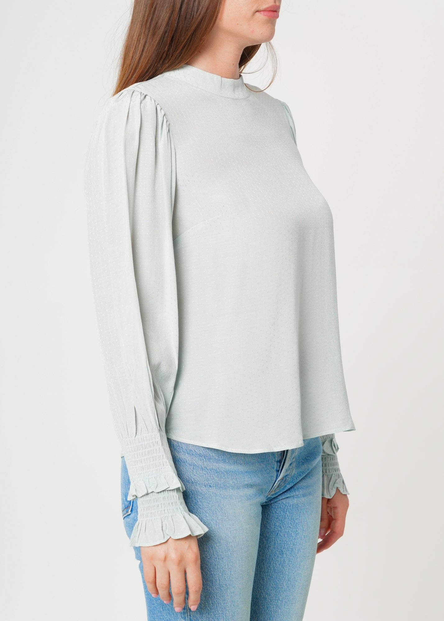 Nurode Dotted Tie Neck Blouse