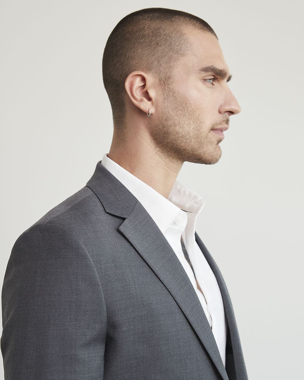 Tailored-Fit Dark Grey Wool Suit Blazer