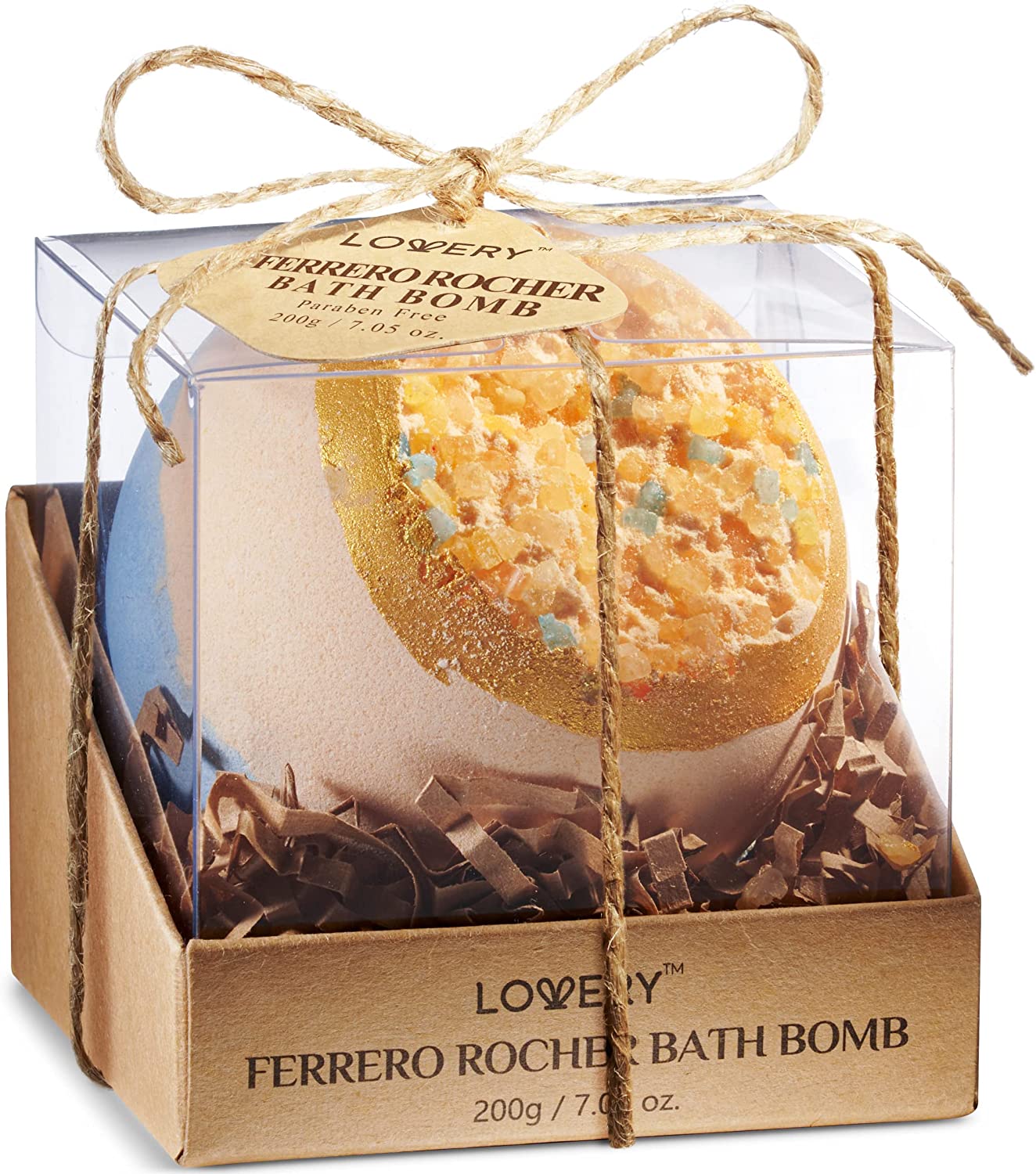 Lovery Ferrero Rocher Handmade Bath Bomb, Extra Large Bath Fizzy, 7oz