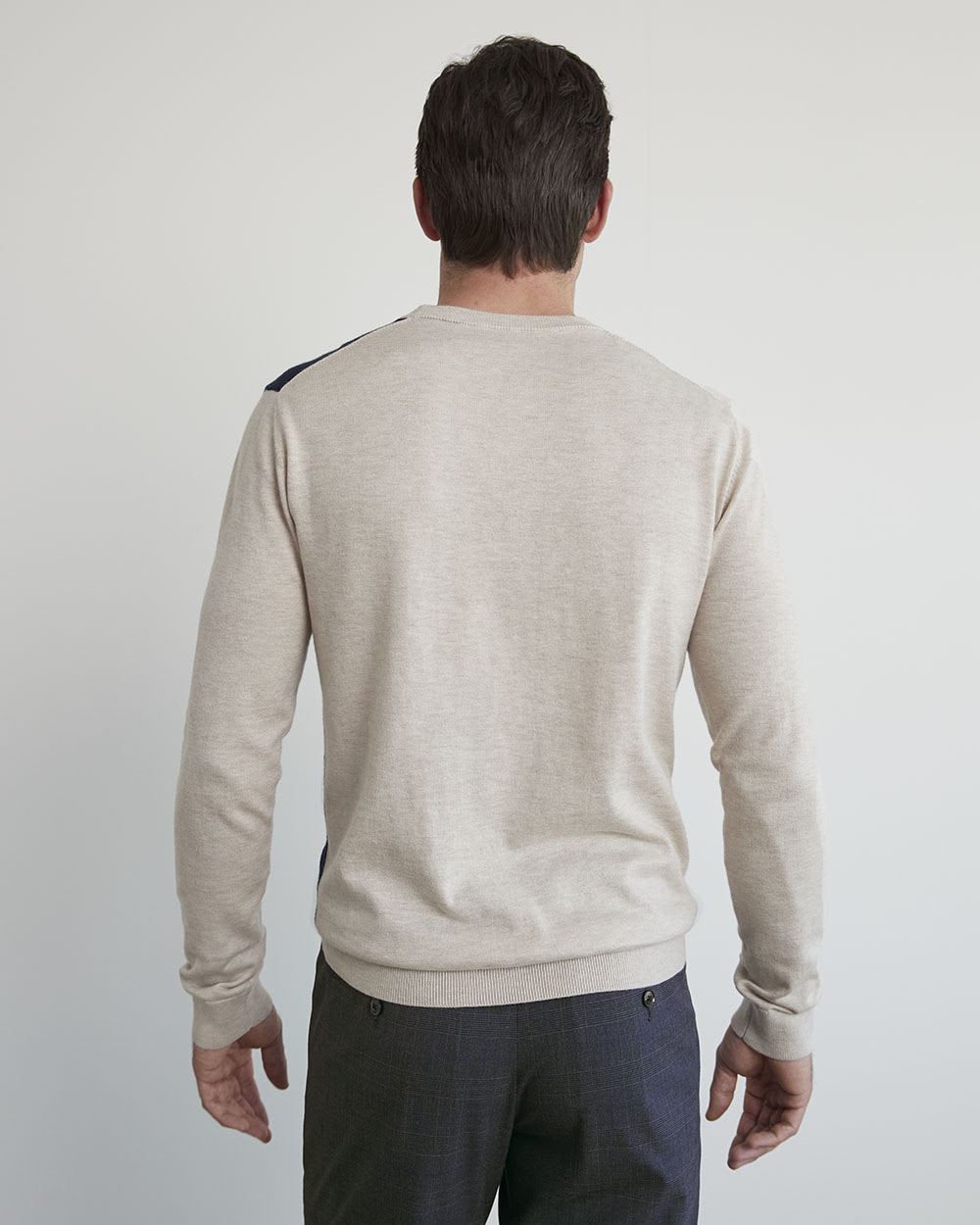 Crew-Neck Sweater with Vertical Colour Blocks