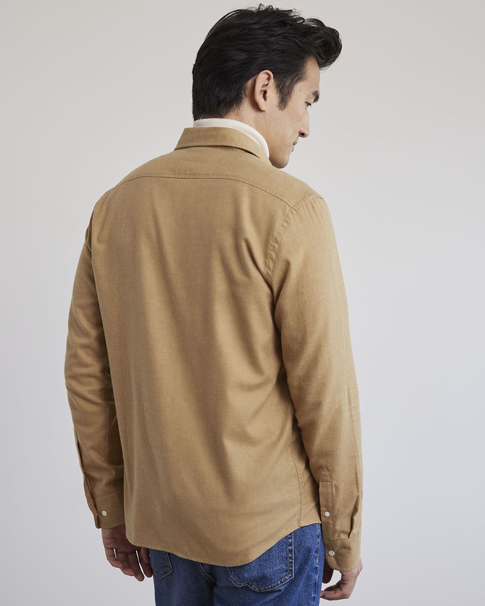 Slim-Fit Solid Flannel Shirt