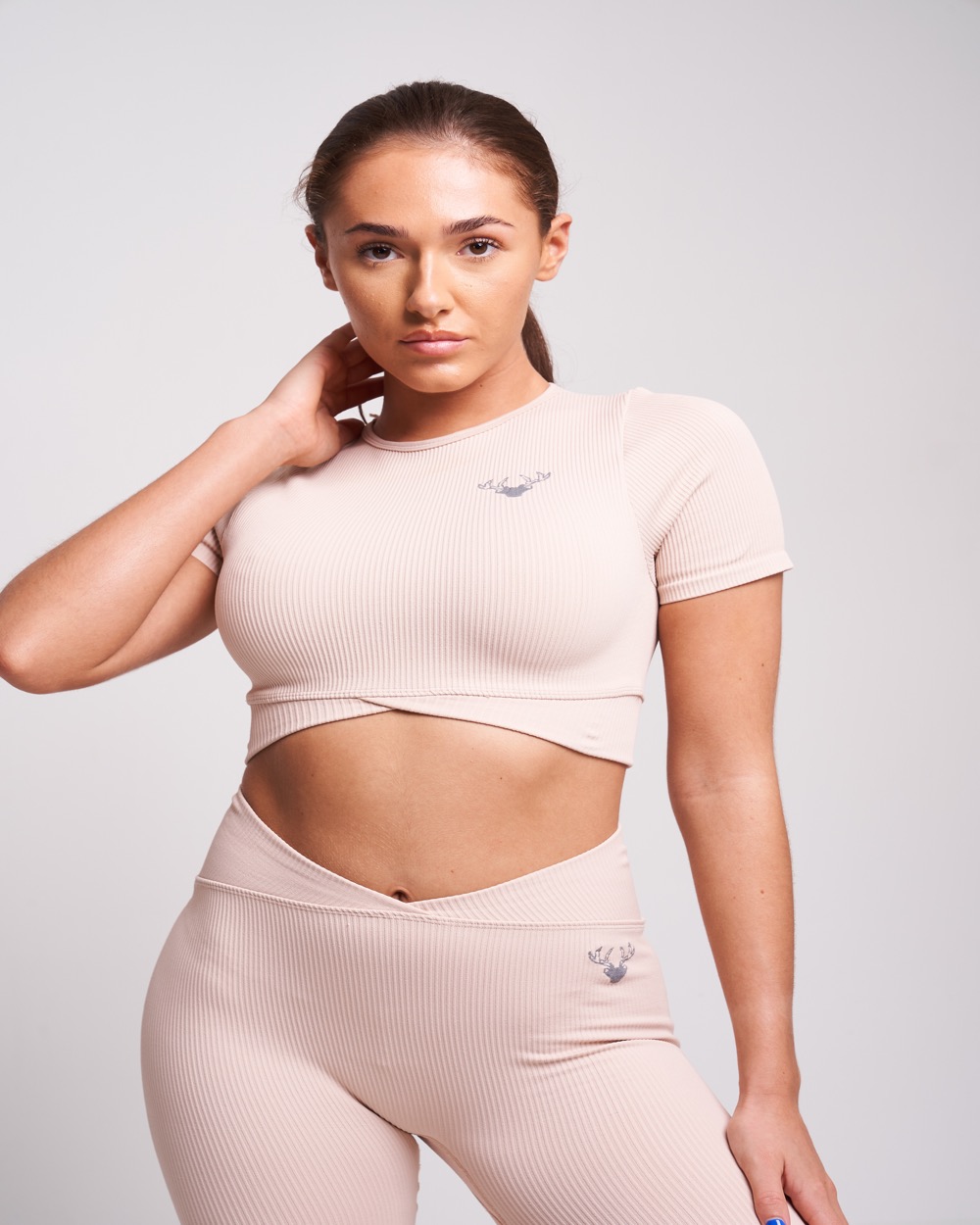 Twill Active - Estron Recycled Rib Criss-Cross Crop Top - Mink