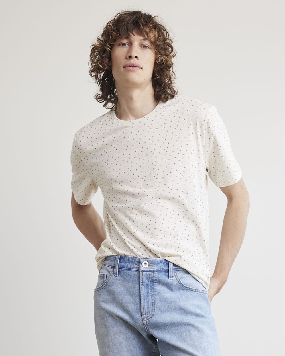 Short-Sleeve Crew-Neck Tee with All-Over Print