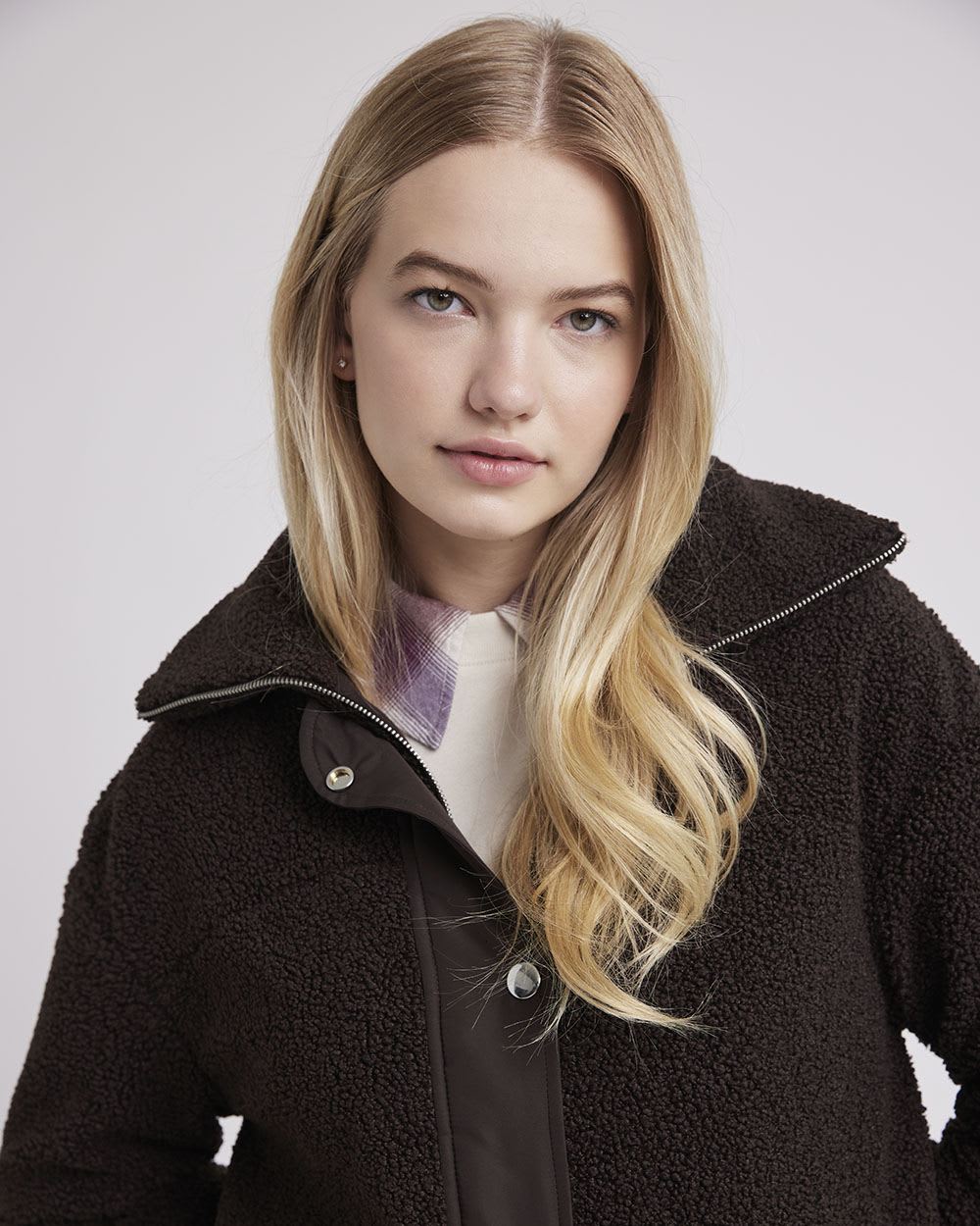 Relaxed-Fit Sherpa Coat with Quilted Back