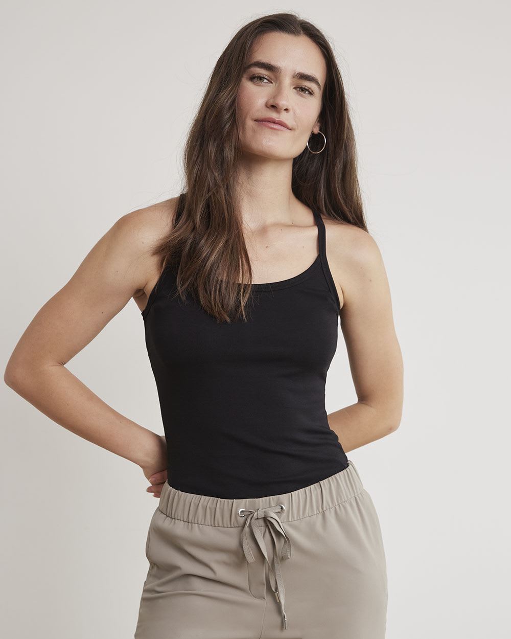 Solid Scoop-Neck Cami with Spaghetti Straps