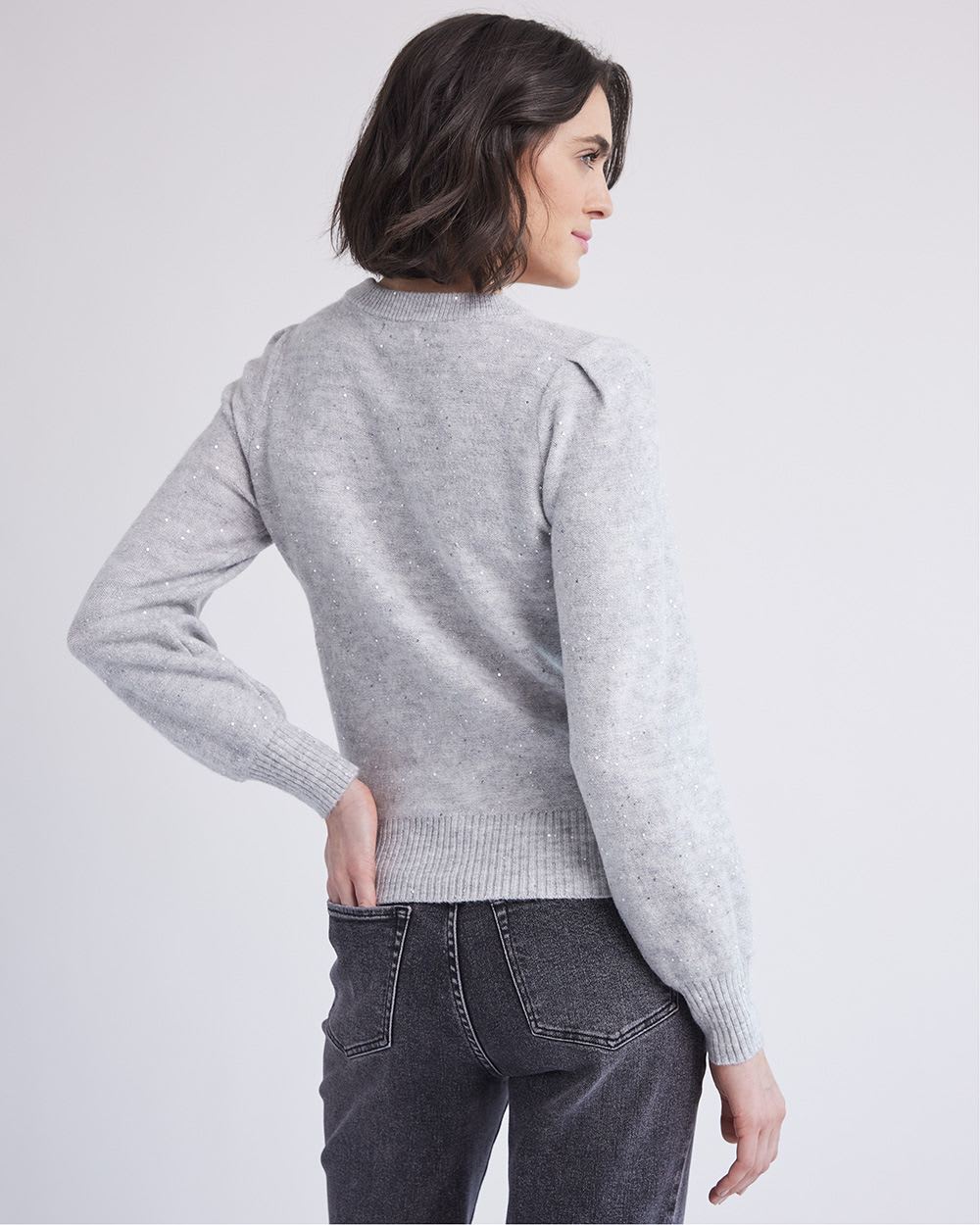 Long-Sleeve Sequins Sweater