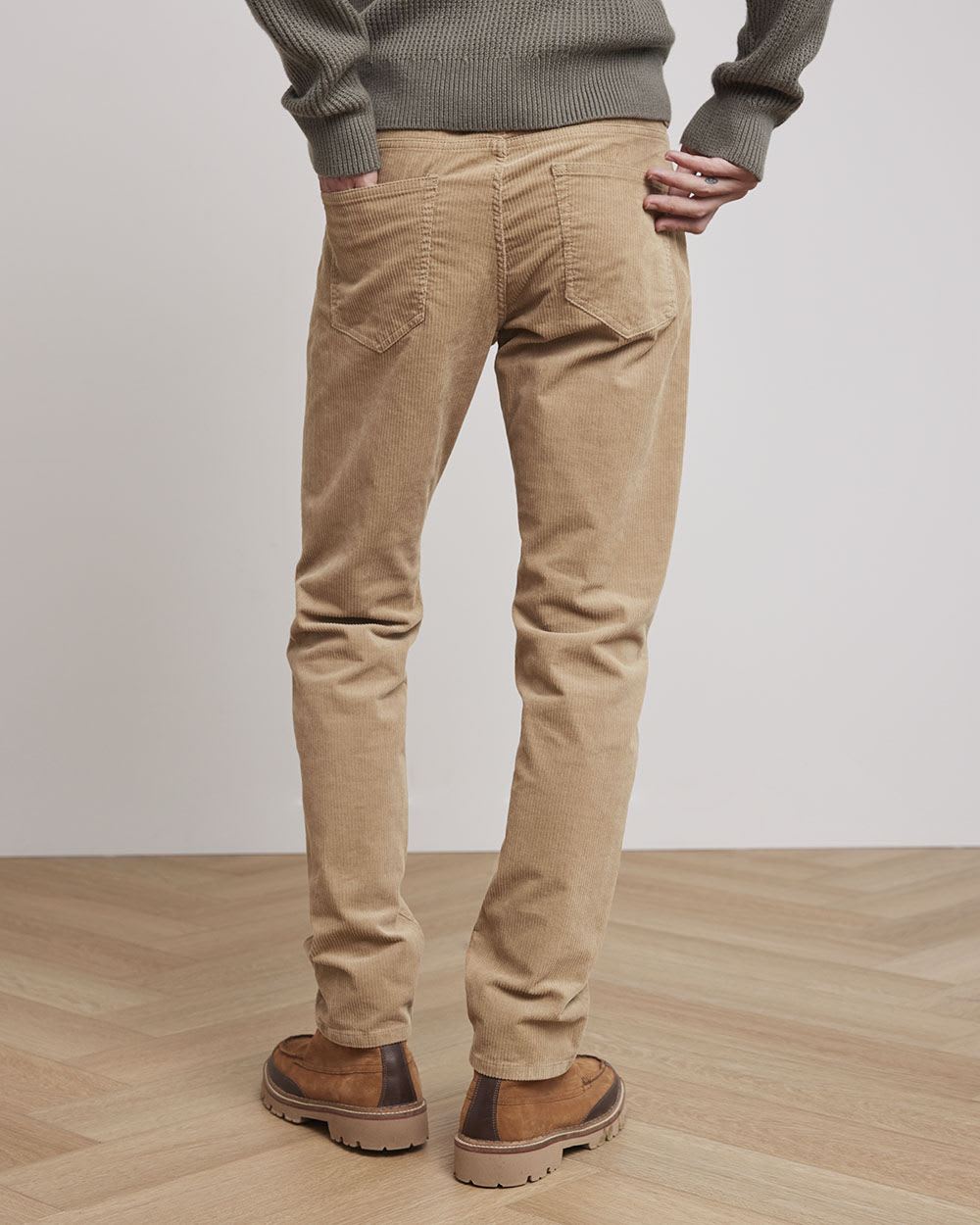 Solid Slim-Fit Corduroy Pants