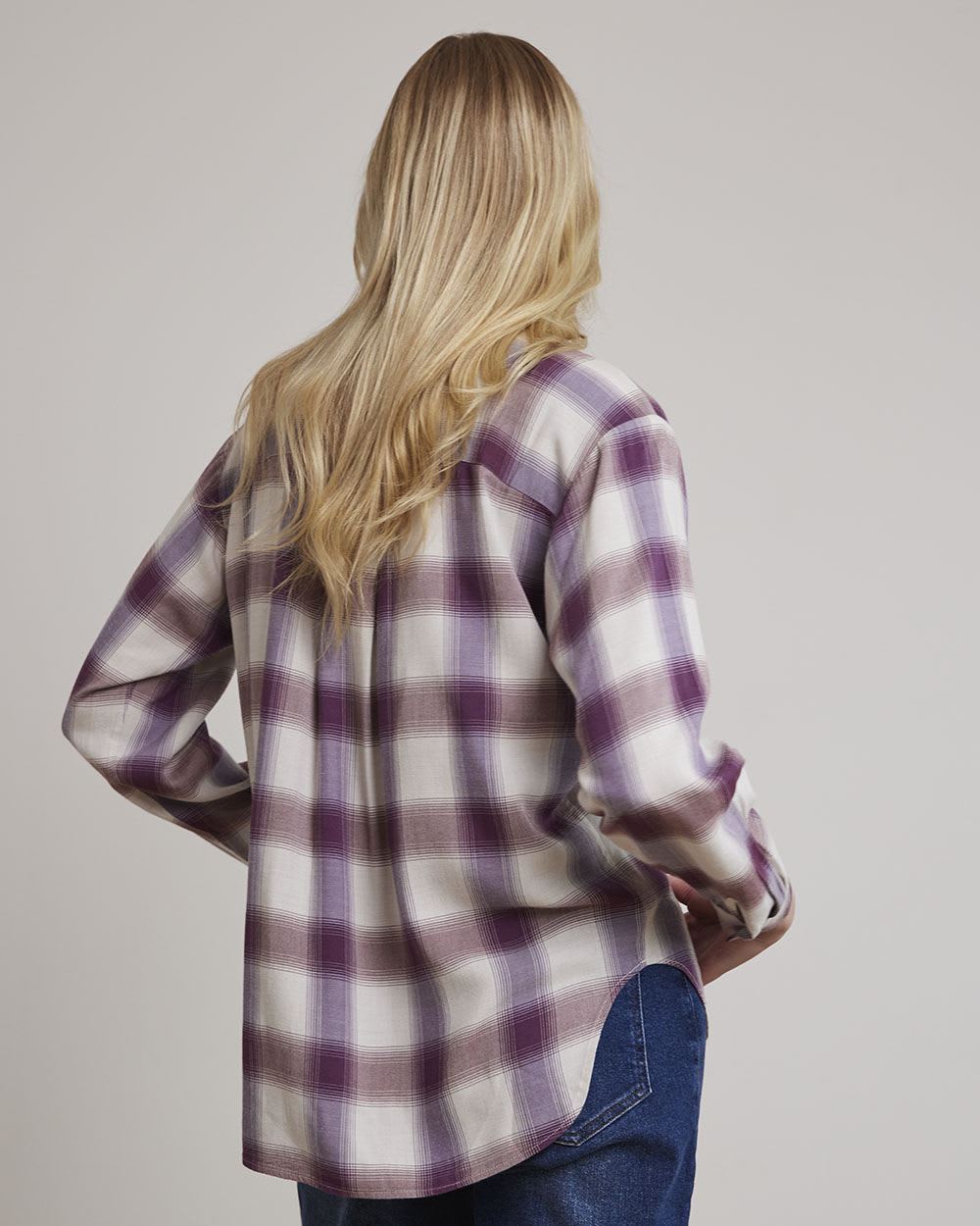 Long-Sleeve Buttoned-Down Brushed Twill Plaid Shirt