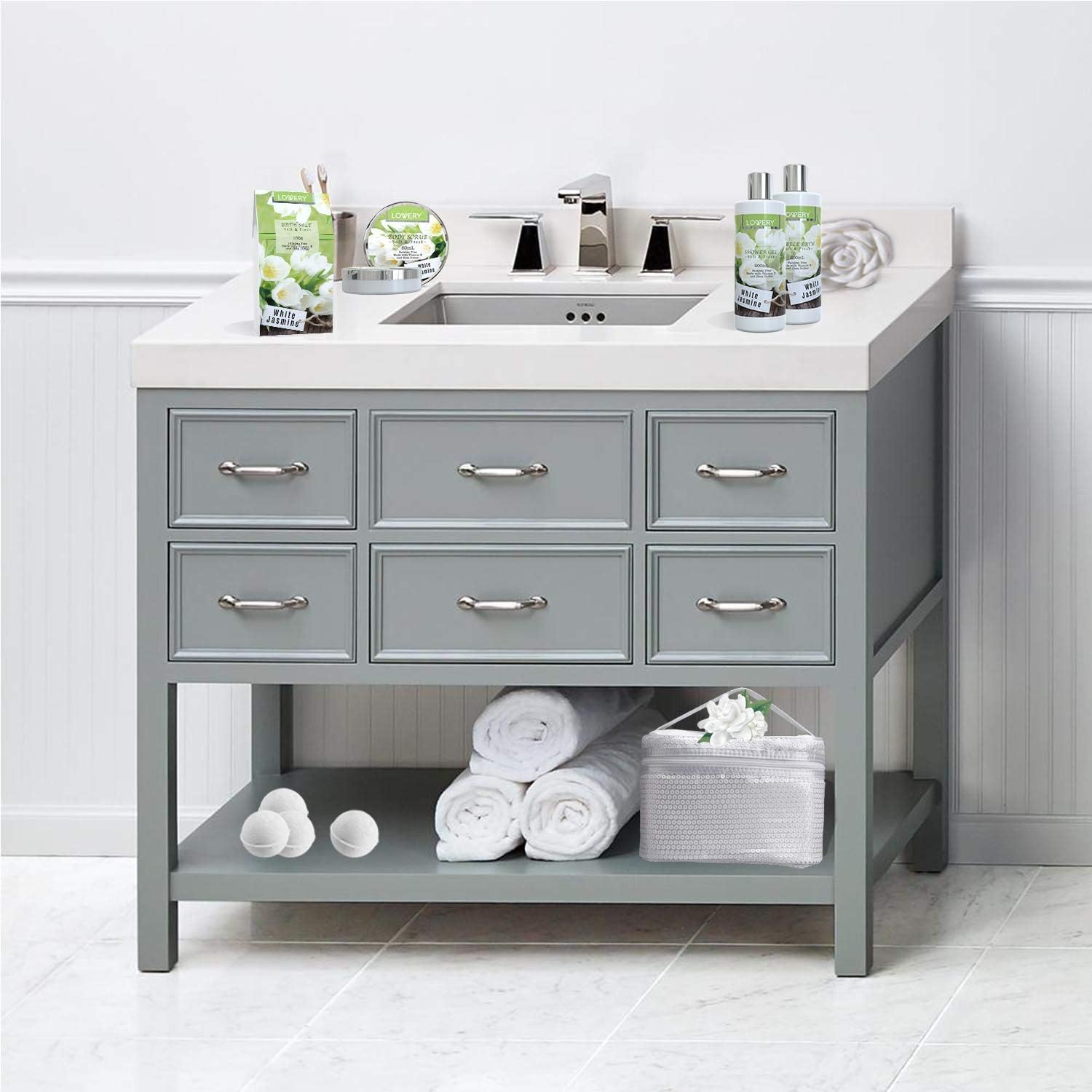 Lovery Bath And Body Gift 14pc White Jasmine Spa Set