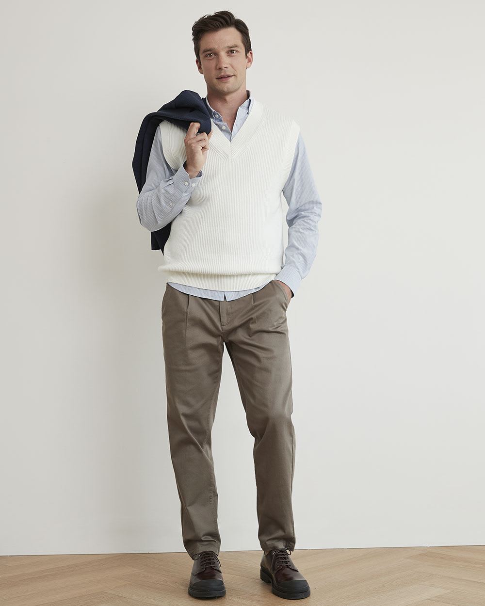 Slim-Fit Pleated Chino Pants - 30"