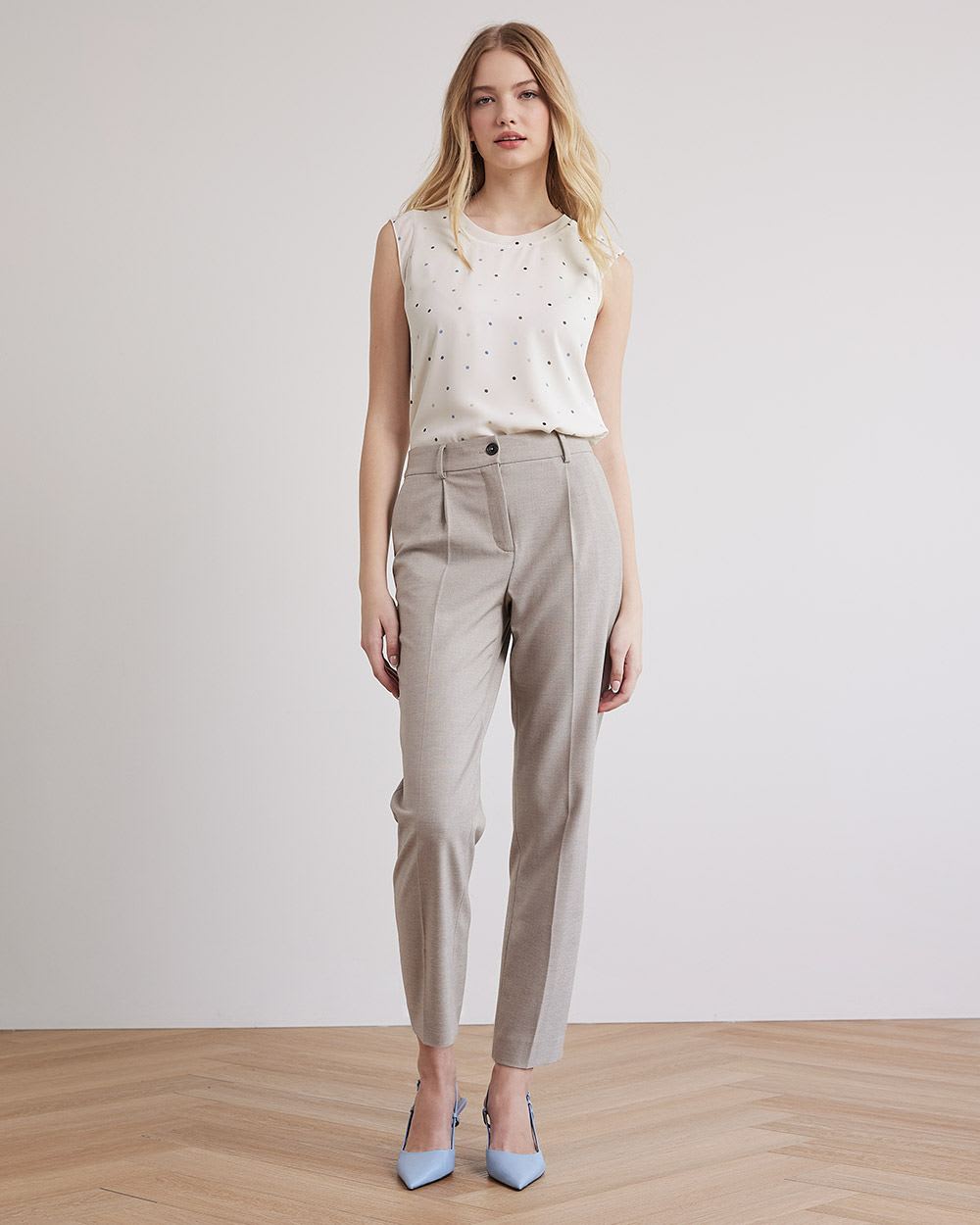 Printed Silky Crepe Cap Sleeve Blouse