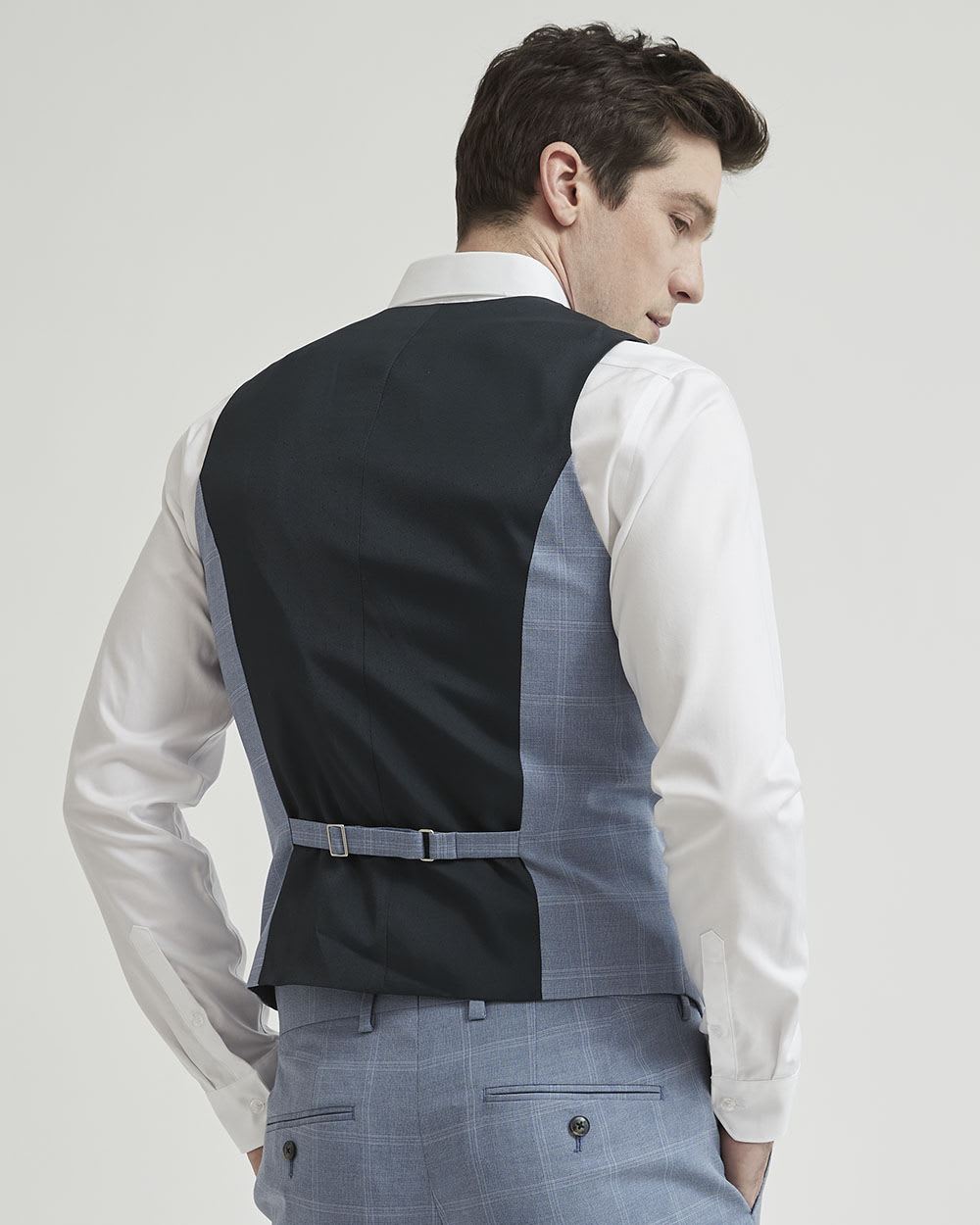 Blue Checkered Suit Vest