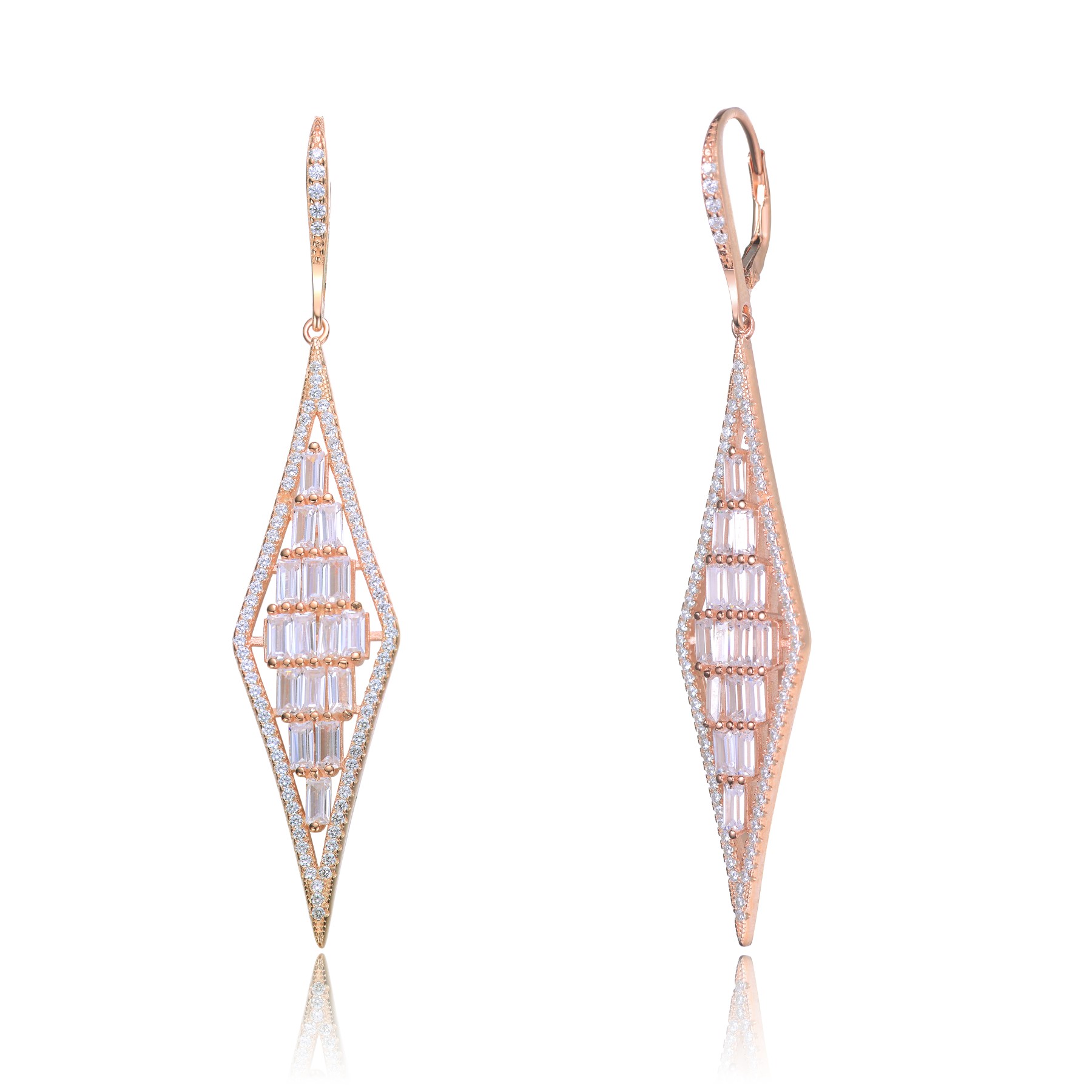 GV Sterling Silver Cubic Zirconia Long Drop Earrings