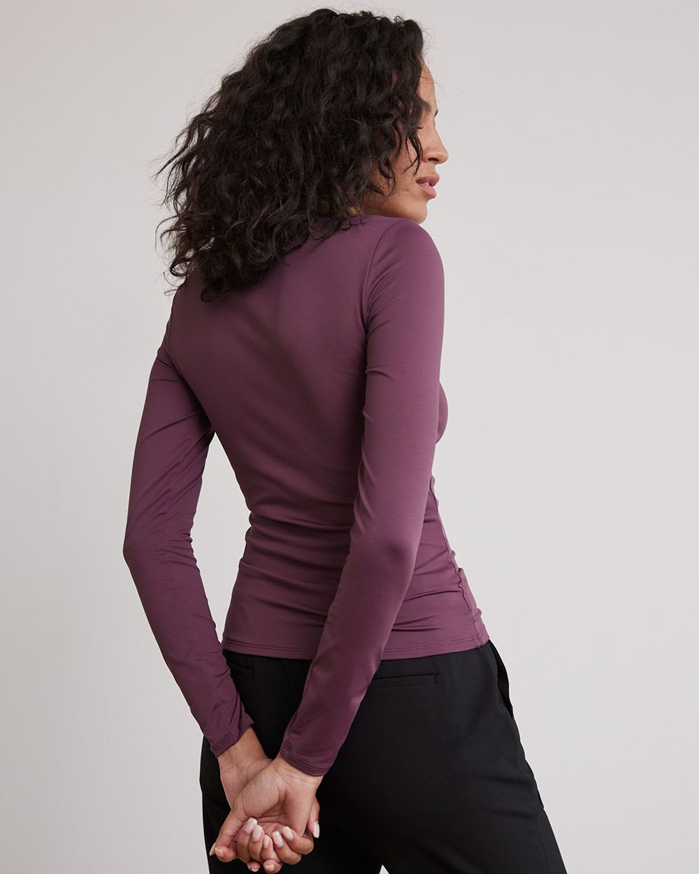 Long-Sleeve Boat-Neck Top