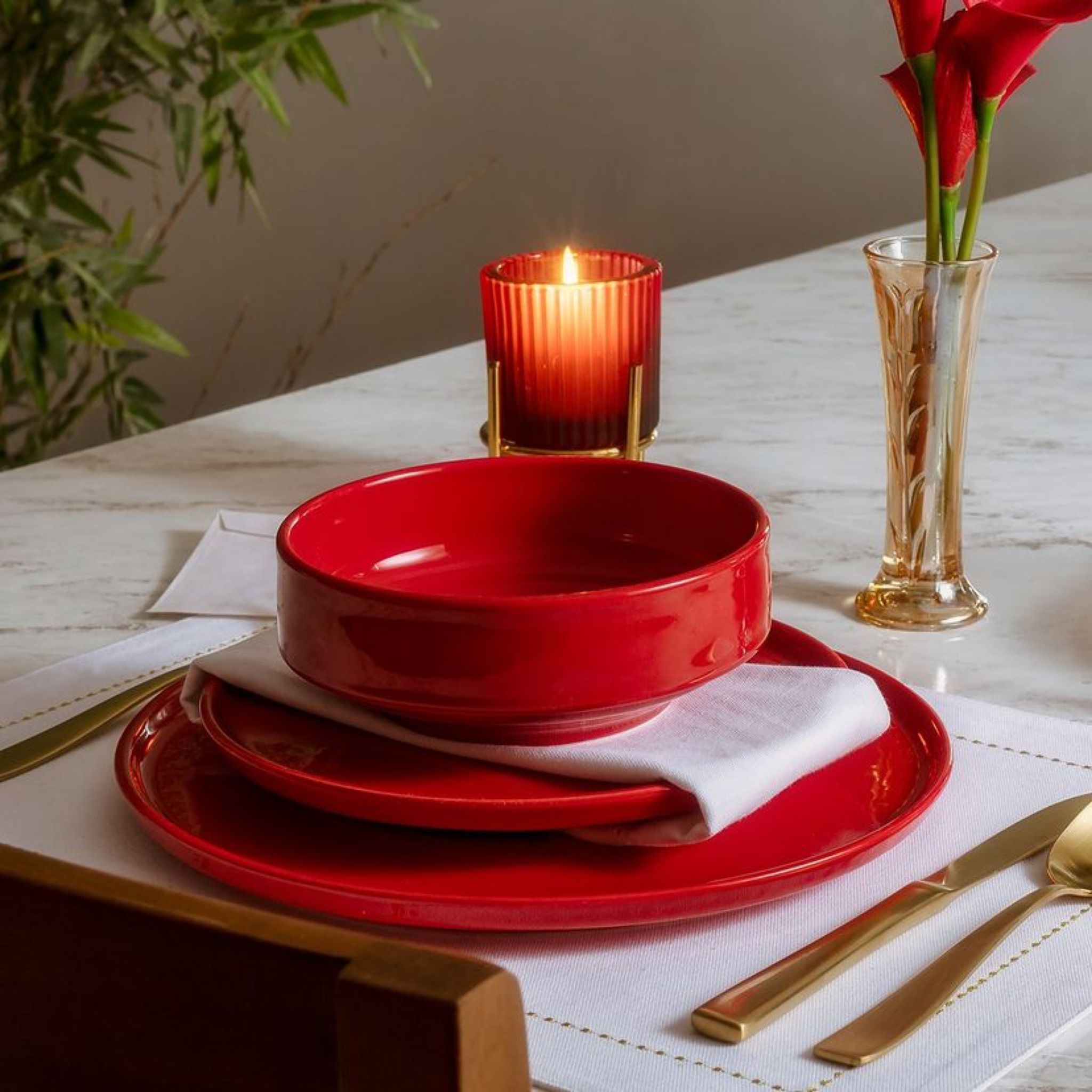 Vadim Collection Red Ceramic Bowls 16x6cm Set of 4