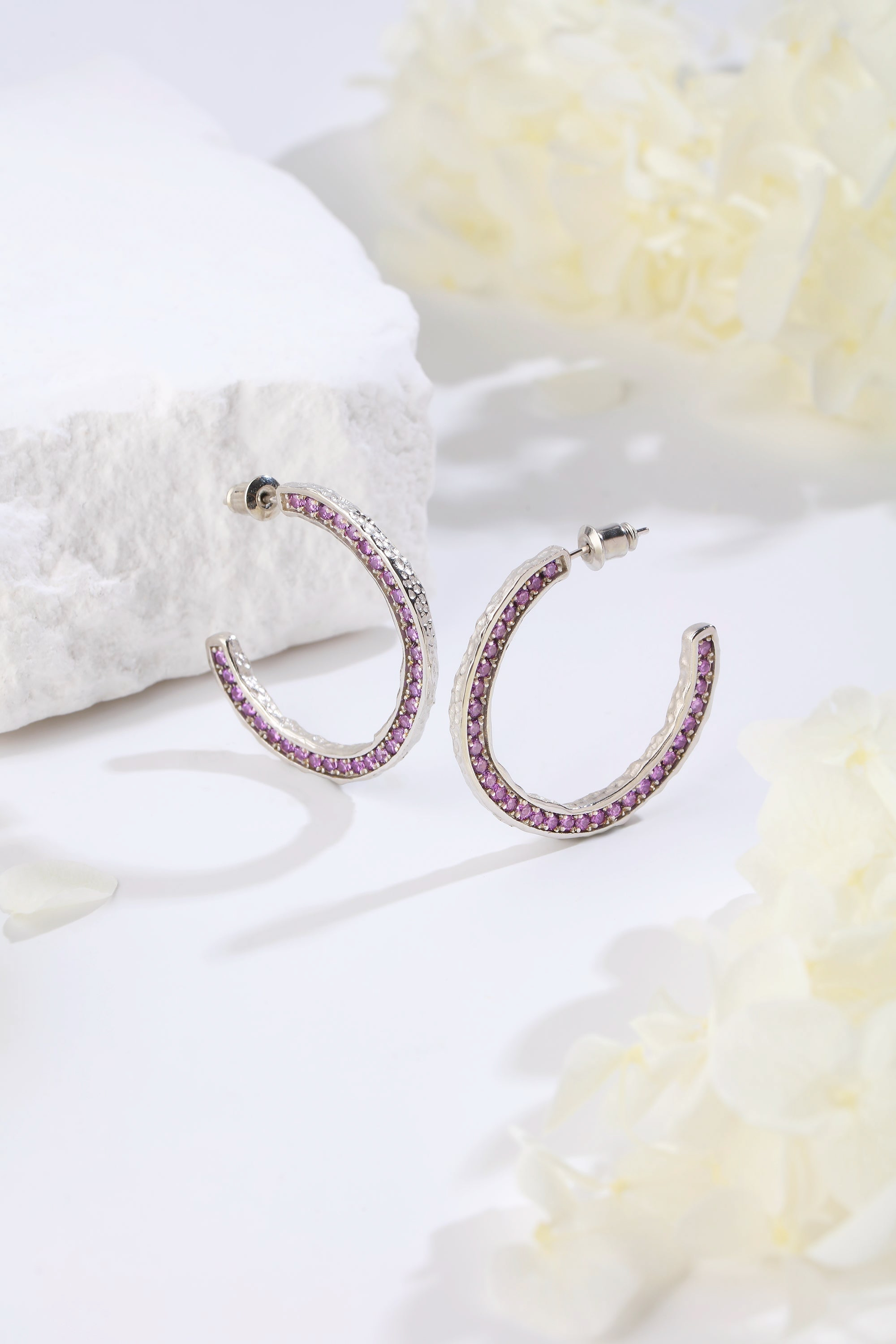 Classicharms-Zirconia Molten C Hoop Earrings
