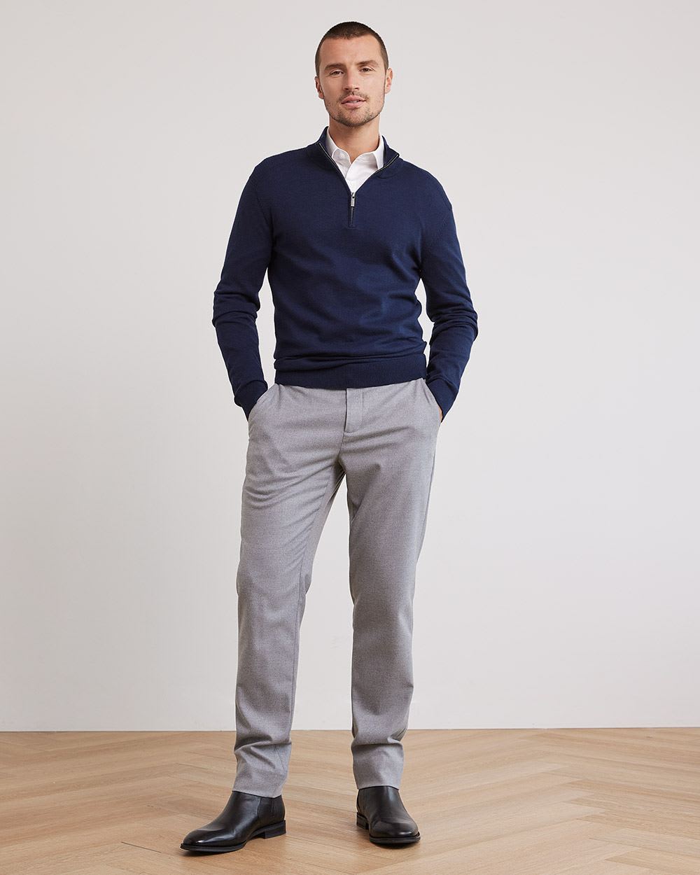 Mock-Neck Sweater with Half-Zip