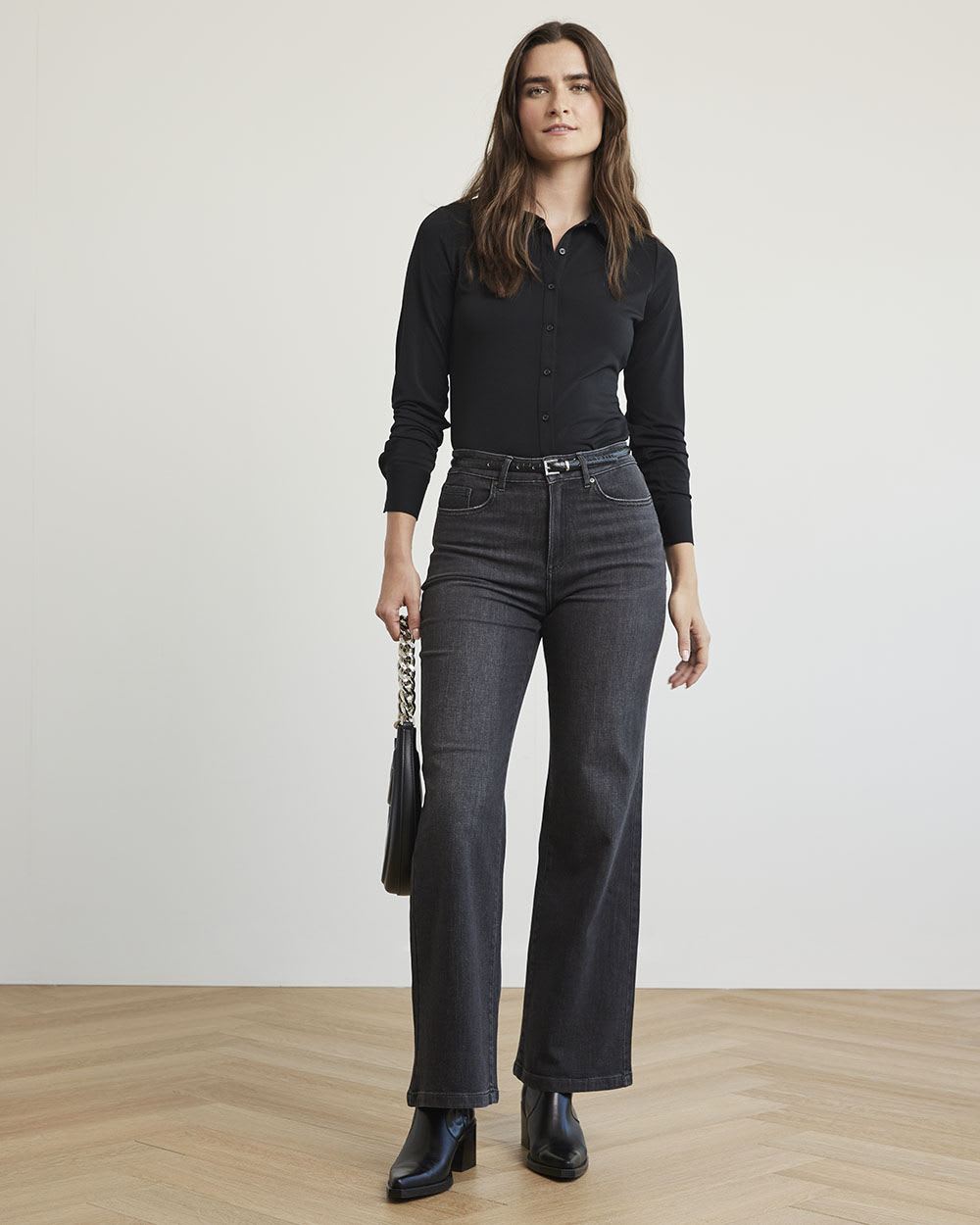 Long-Sleeve Buttoned-Down Knit Shirt