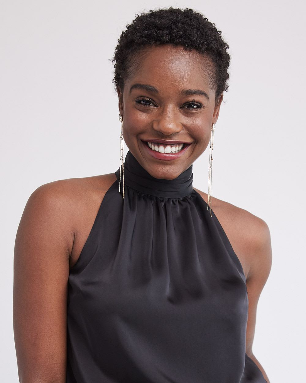 Sleeveless Halter Satin Blouse