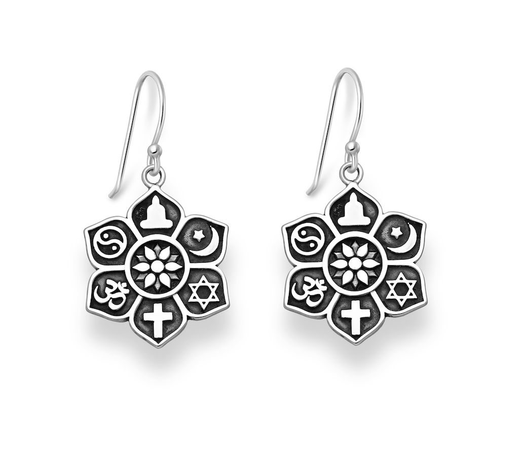 Ag Sterling - Sterling Silver Oxidized Mandala Drop Earrings