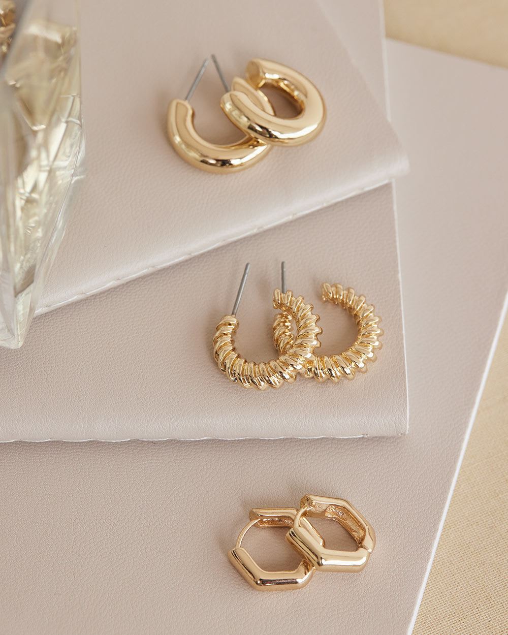Golden Hoops - 3 Pairs